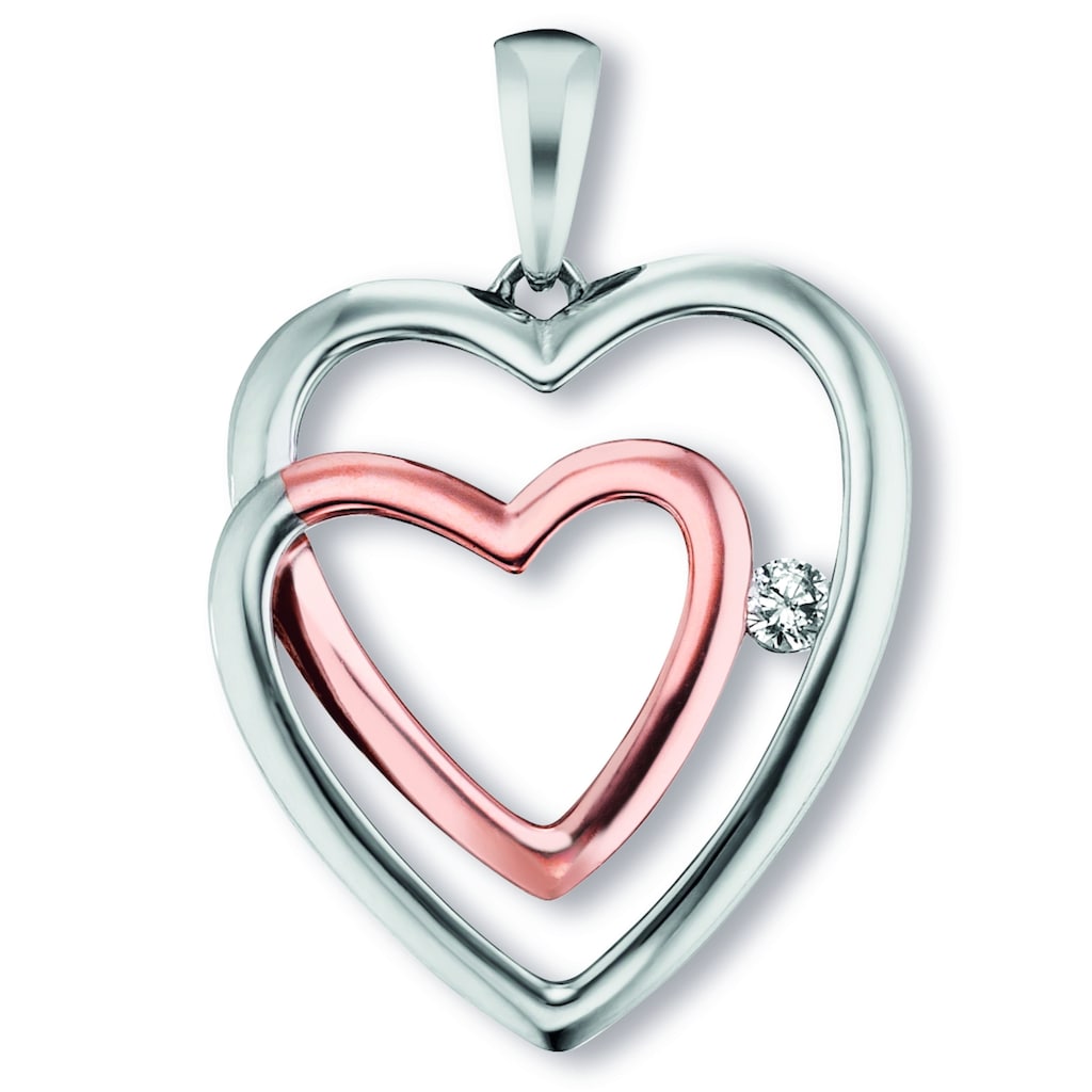 ONE ELEMENT Kette mit Anhänger »Zirkonia Herz Herz Anhänger aus 925 Silber« Schmuckset Set mit verstellbarer Halskette
