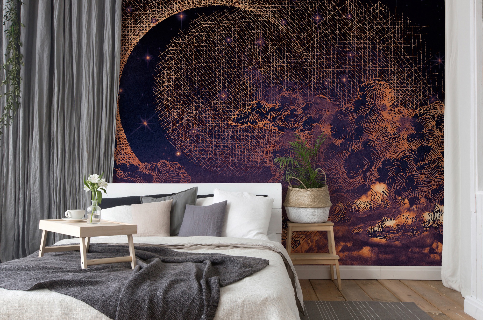Architects Paper Fototapete »Atelier 47 Moon Sky 2«, kontrastfarbene Details, Vlies, Wand, Schräge, Decke