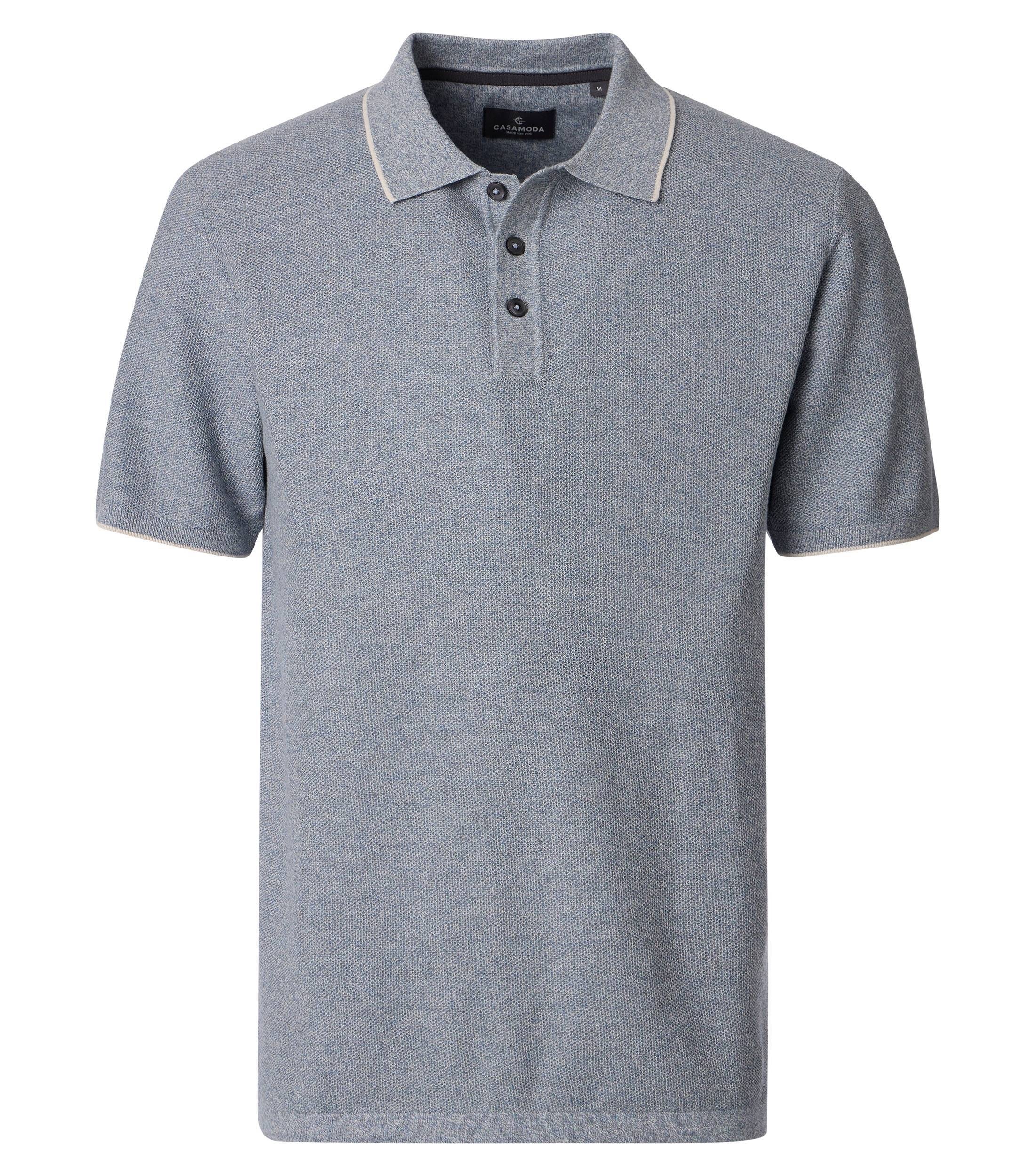 Poloshirt CASAMODA "CASAMODA Polo-Shirt uni", Damen, Gr. L, hellblau, 100% Baumwolle, Shirts