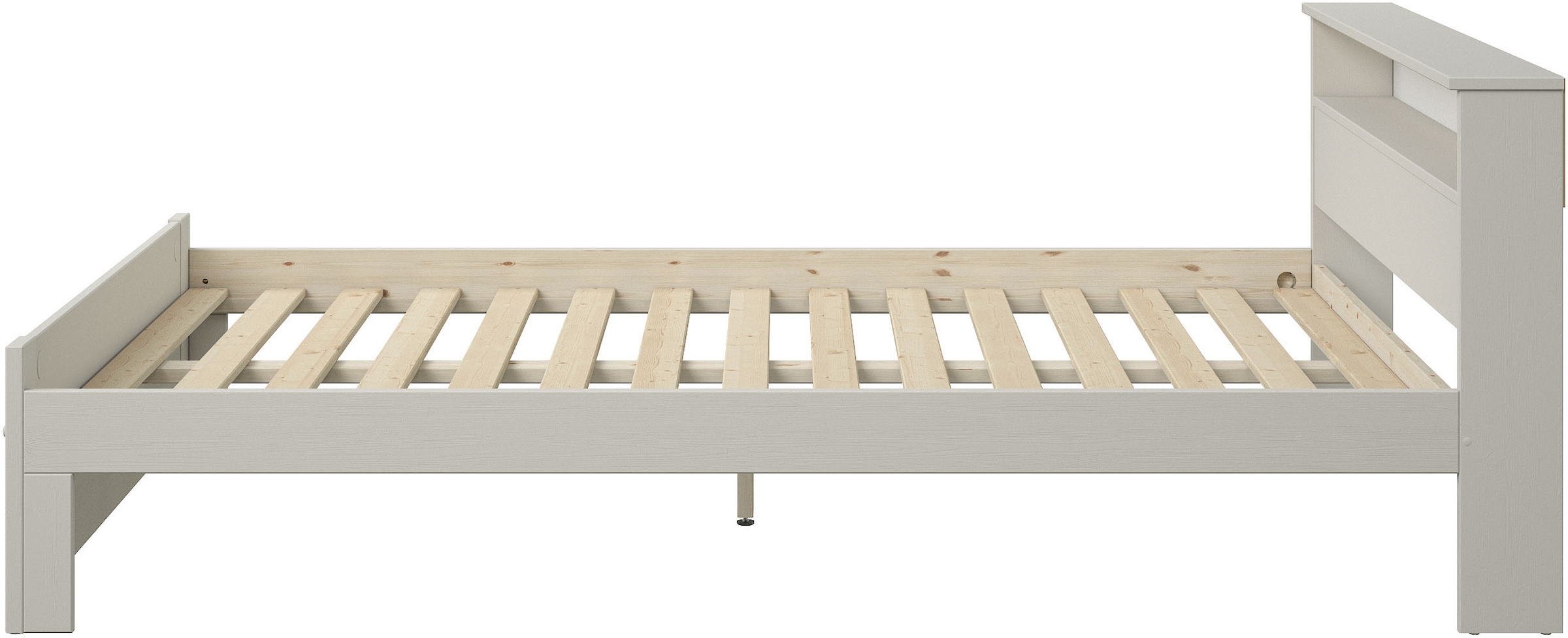 OTTO home Massivholzbett »FLAVION,  Jugendbett, Stauraum, FSC® zertifizierte Kiefer« Breite: 90, 140, 180,  Qualitätsprodukt, Regal, Kassettenoptik, Schublade optional