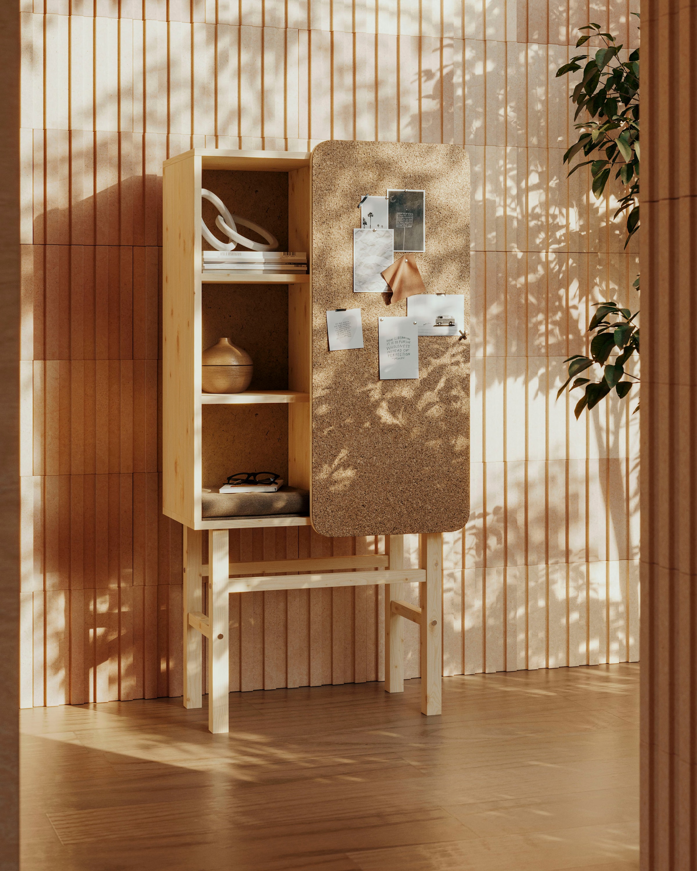 Karup Design Hochkommode »Slide«, Aus massiven Kiefernholz und Kork Pinwand