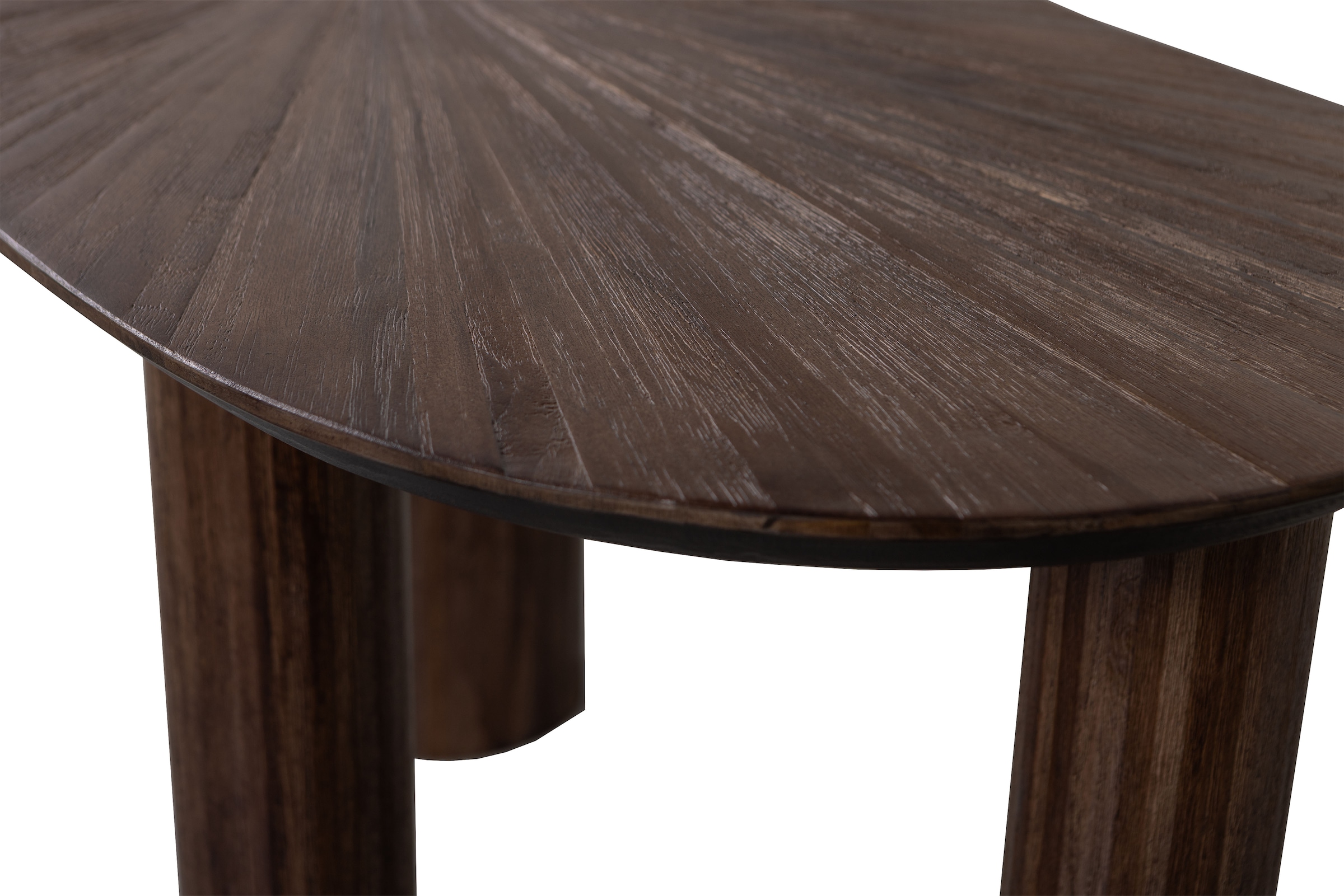 WOOOD Schreibtisch »Sun aus Teakholz mit organischer Form und Standfuß 150x62x76 cm« Einfach zu montieren, sichtbare Maserung