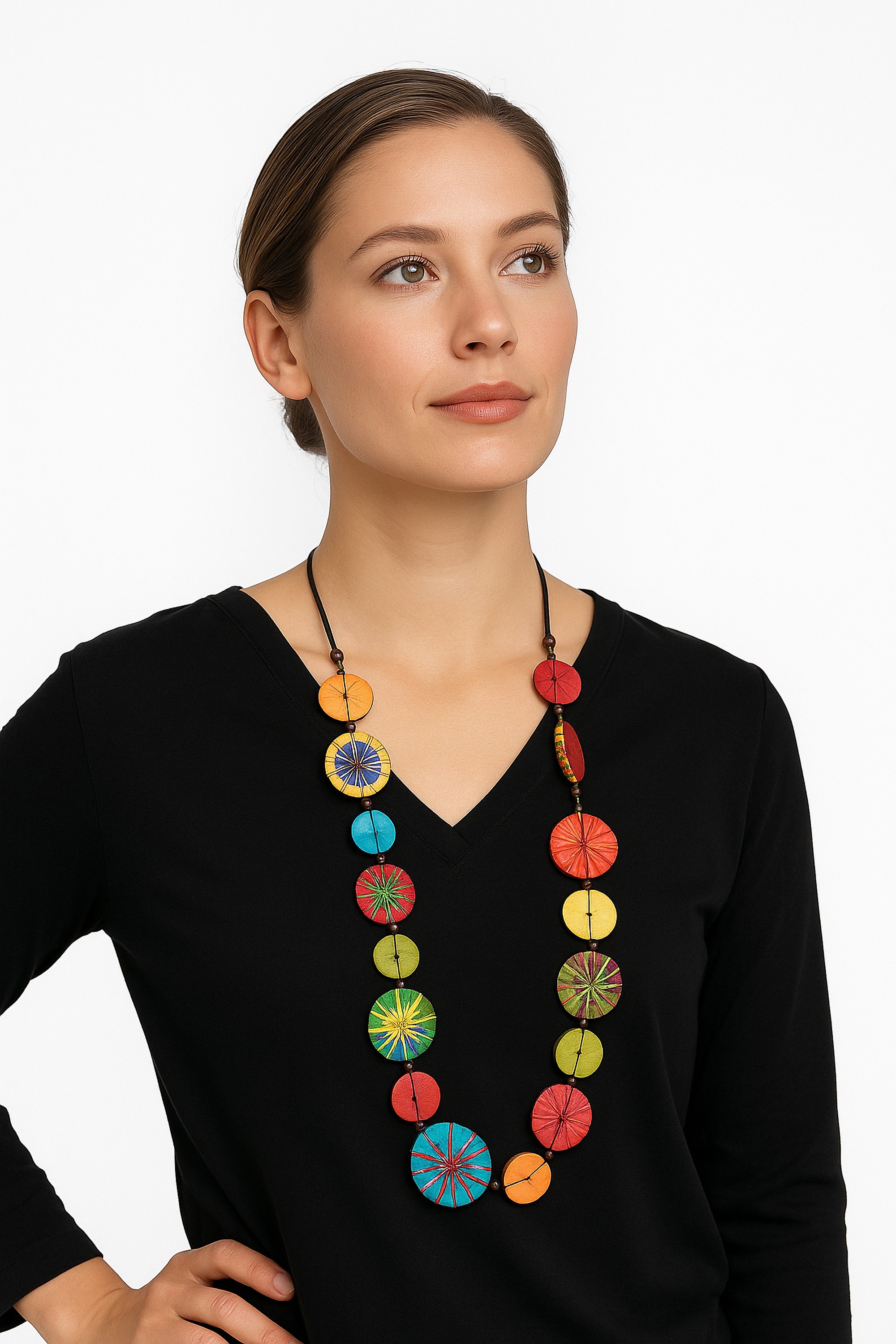 COLLEZIONE ALESSANDRO Lange Kette "Riza" mit großen Holzscheiben, teilweise günstig online kaufen