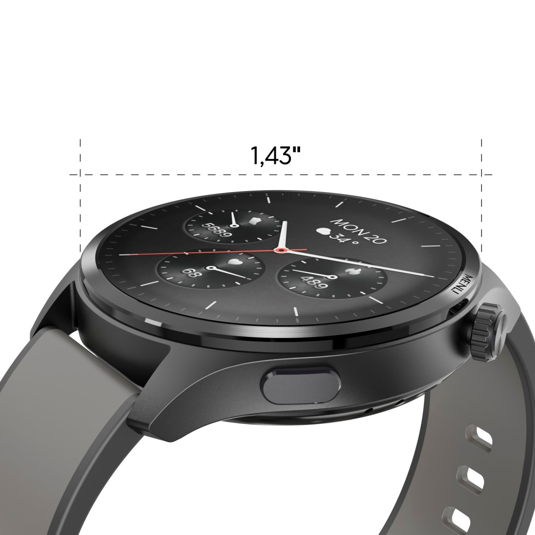Hama Smartwatch »Smartwatch m. GPS (1,43", Musikspeicher, Telefonfunktion, wasserdicht)«, (3,63 cm / 1,43 Zoll), Sprachassistent, GPS, IP68, Herzfrequenz, Kalorien, Schlafanalyse)