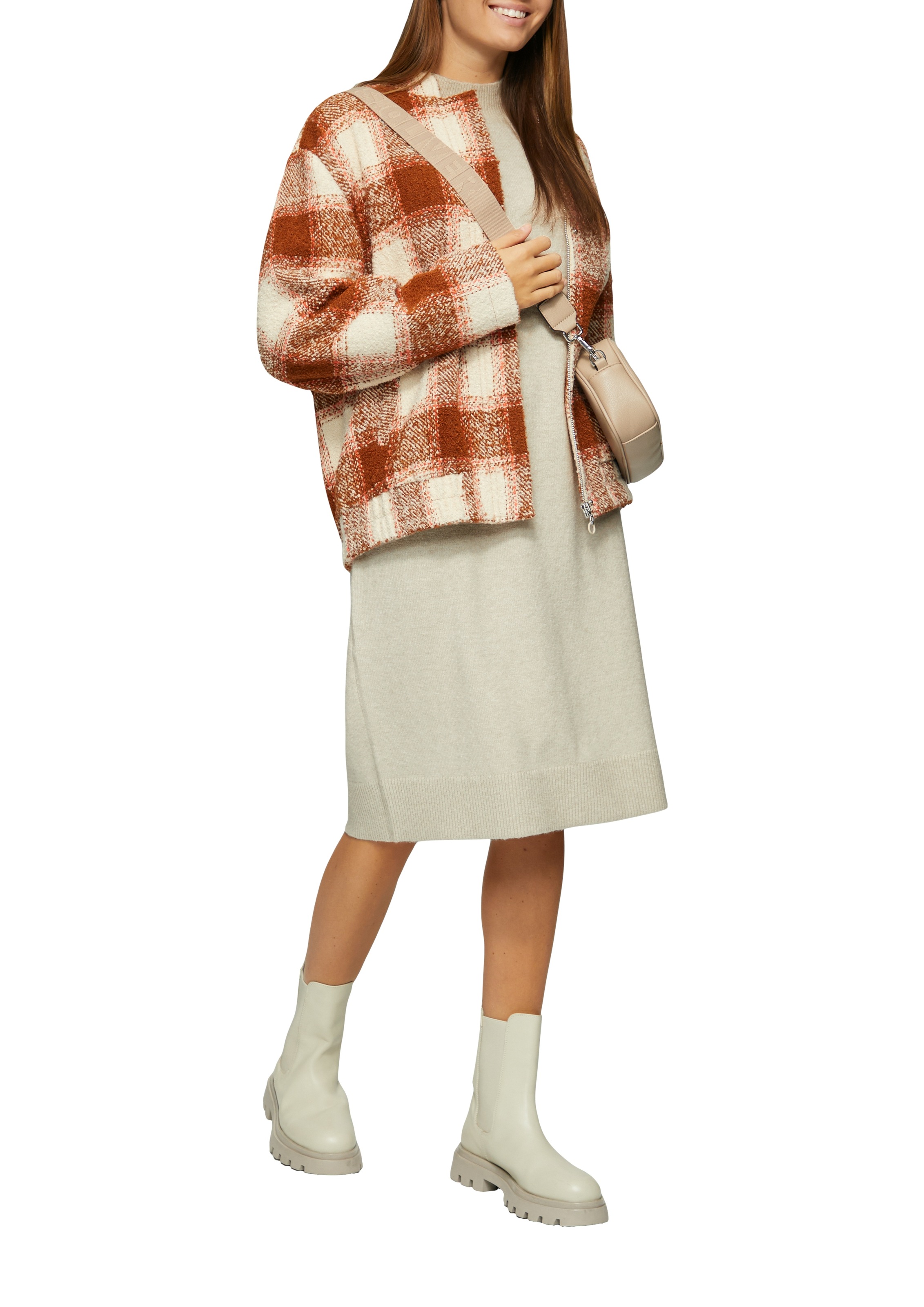 s.Oliver Strickkleid Ohne Taschen in 3/4 Länge - mit Stehkragen günstig online kaufen