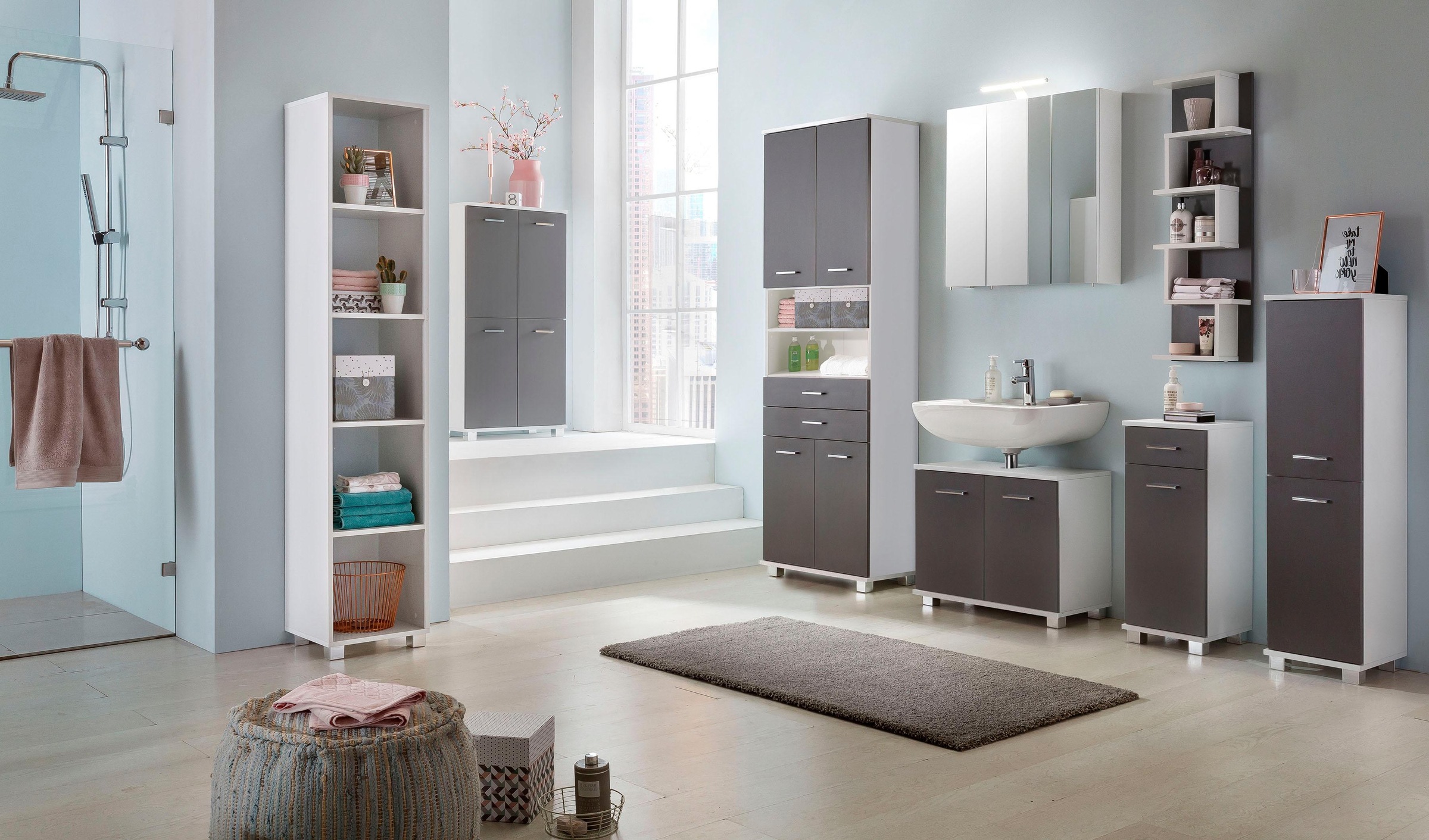Schildmeyer Midischrank »Lumo«, Breite 60 cm, mit 4 Türen & Metallgriffen, Türanschlag wechselbar