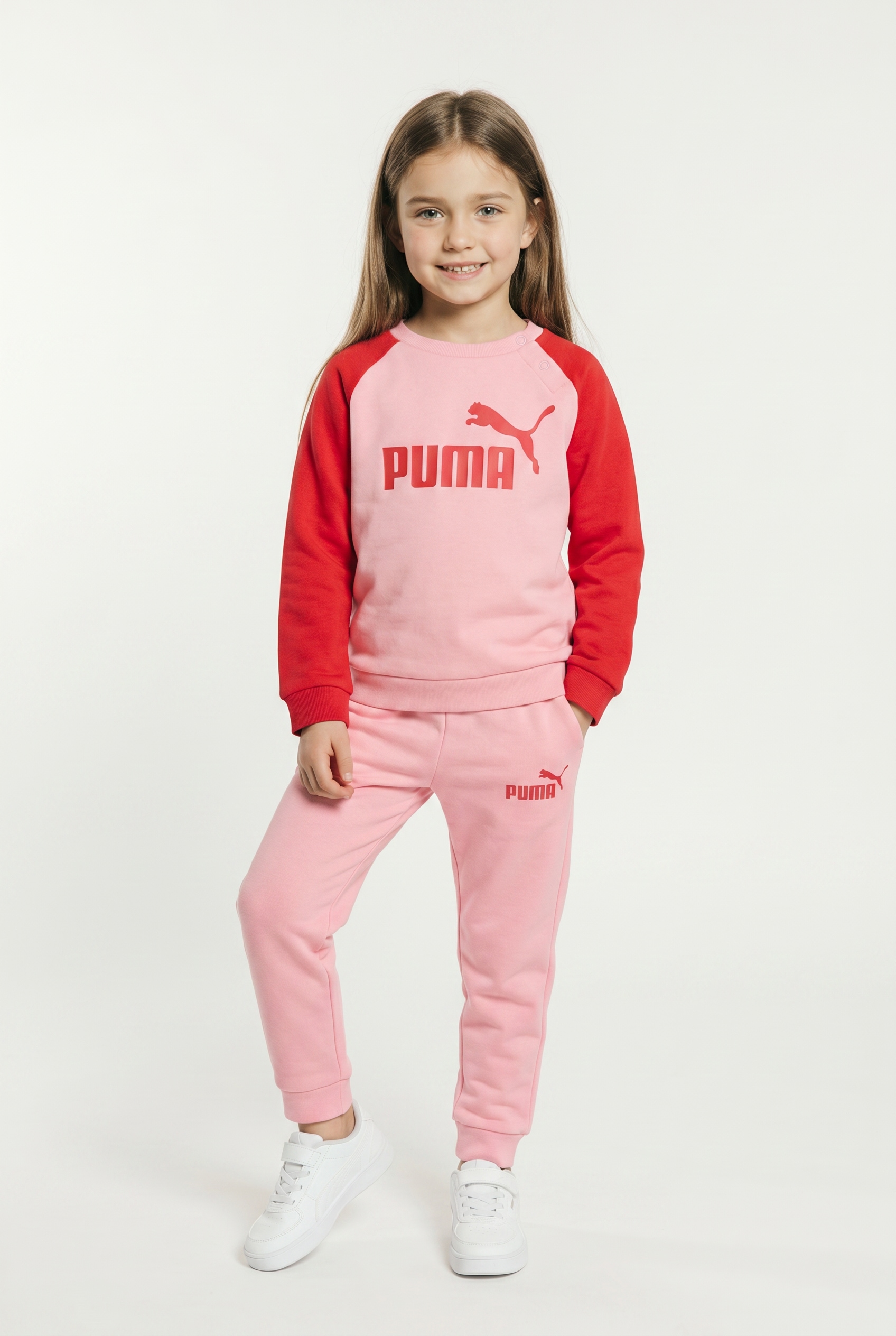 PUMA "MINICATS ESS RAGLAN CREW SET FL INF" 2 Stk. 2-teilig, mit Rundhalsausschnitt, mit innenliegendem Kordelzug