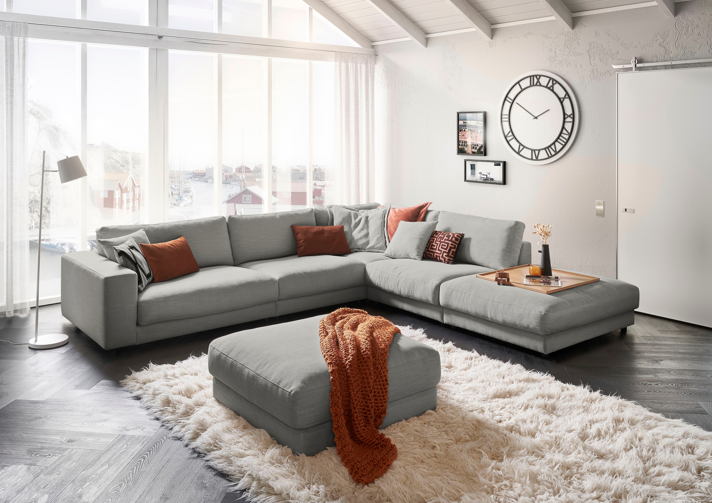 3C Candy Ecksofa "Enisa II, bequem und komfortabel, großes Familiensofa, L-Form" incl. 3 Flatterkissen, wahlweise mit Flecken-Schutz-Bezug Easy care