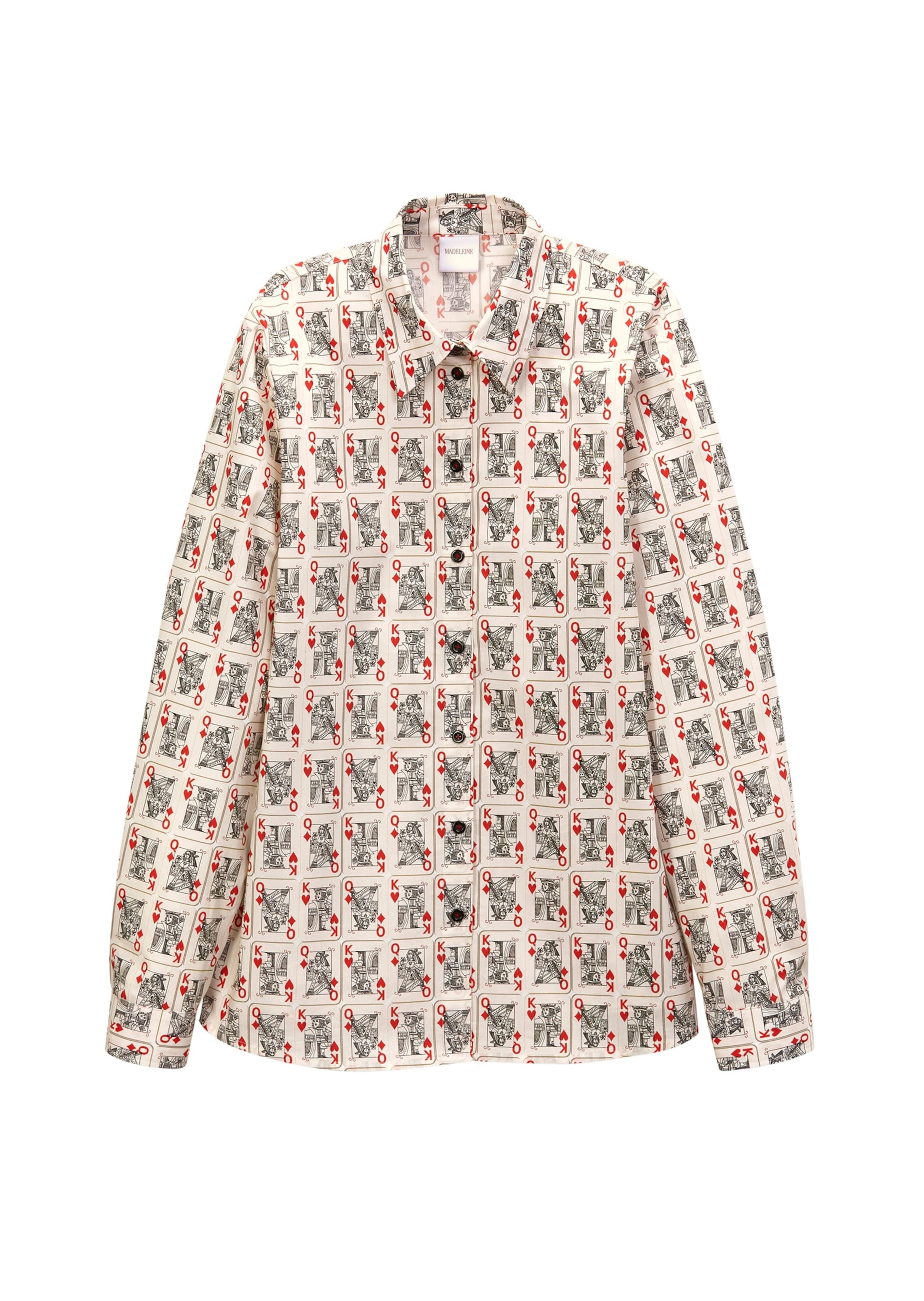 MADELEINE Langarmbluse "Bluse Baumwollbluse mit Kartenspiel-Motiven" günstig online kaufen