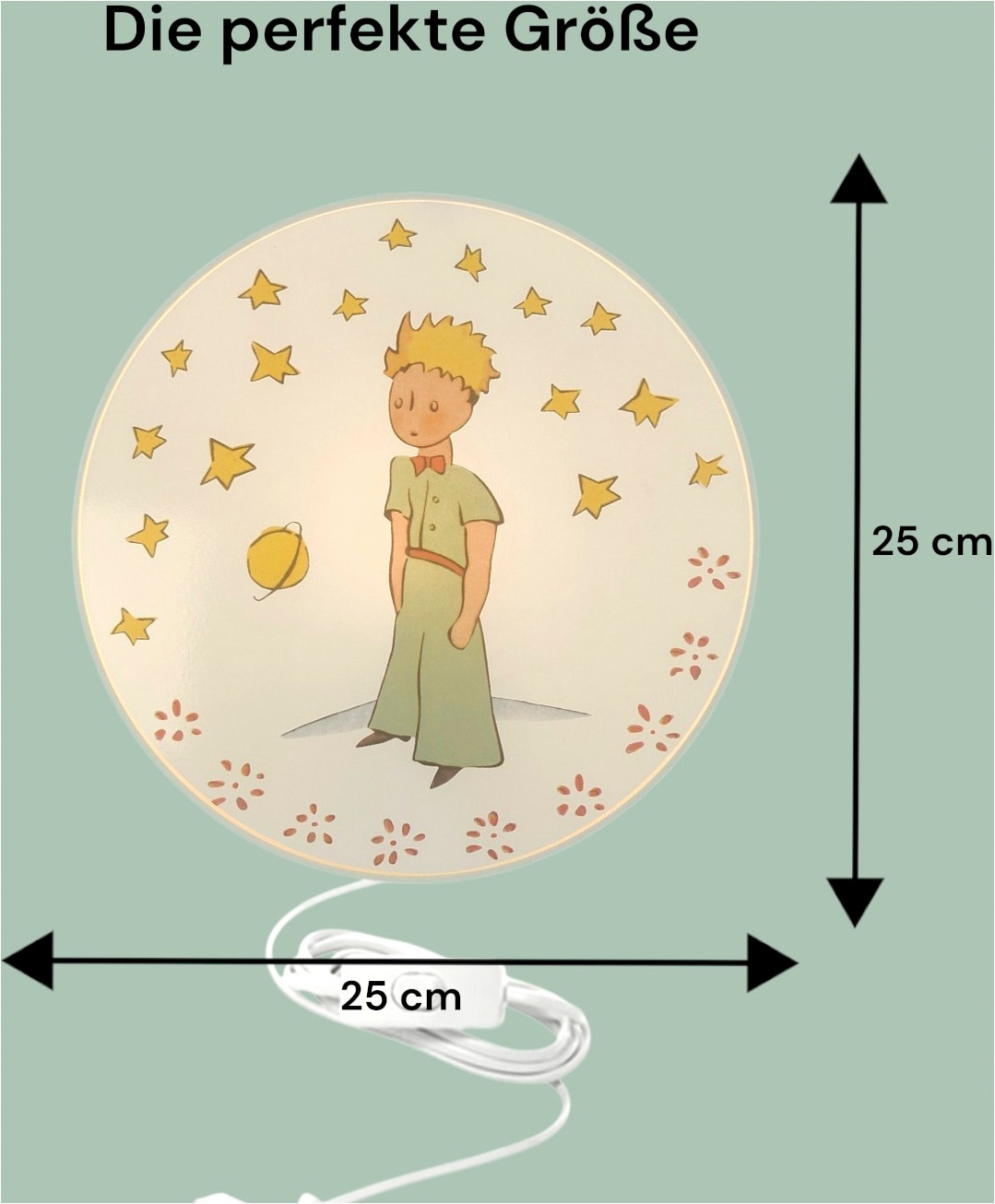 niermann Wandleuchte »Kinderlampe mit Motiv "Der kleine Prinz", Kinderzimmer« E14 1 Stk. bruchsicheres Gehäuse, Schalter im Anschlusskabel, Made in Germany