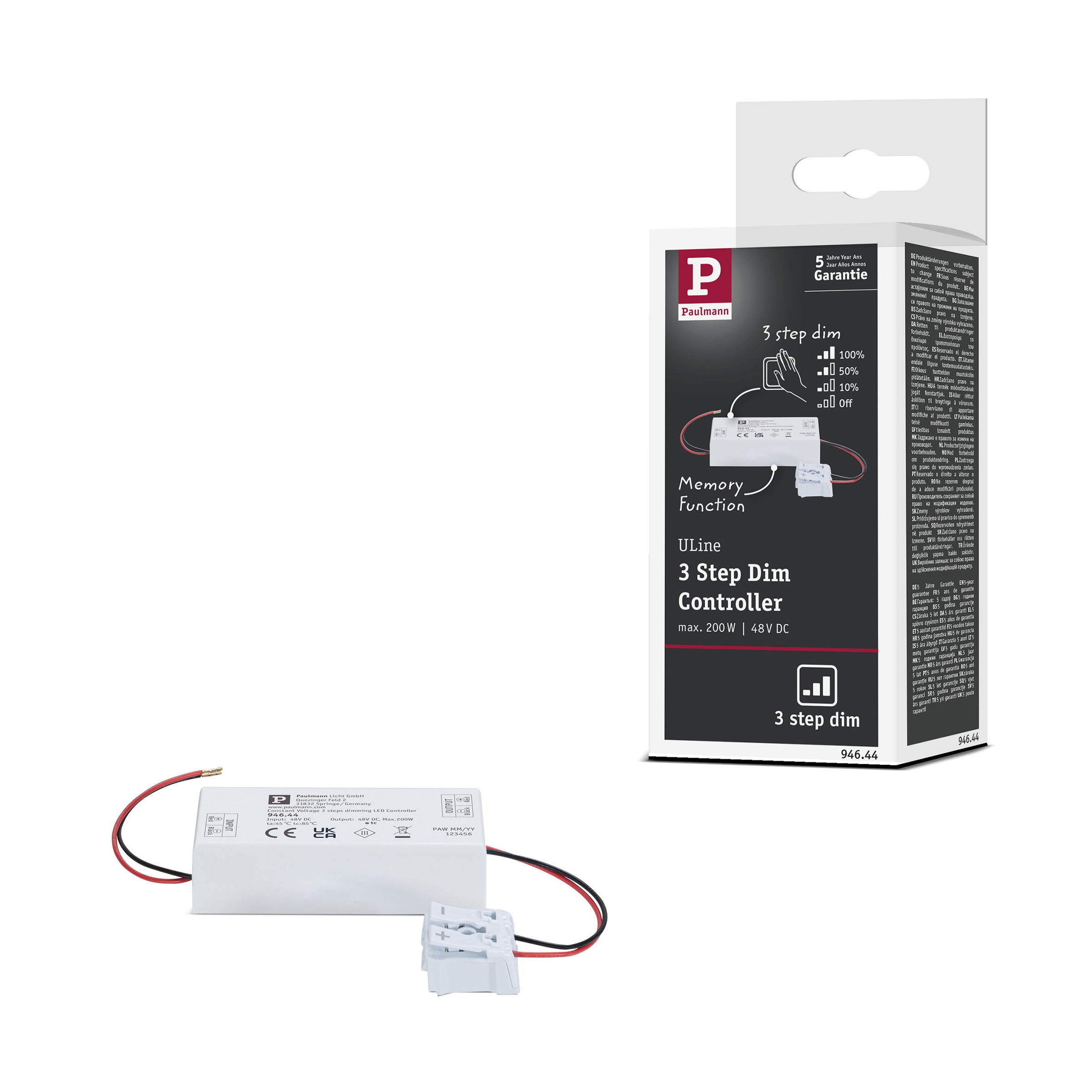 Paulmann Schienensystem-Controller »ULine Zubehör max. 200W 48V 80x35mm Weiß« 1 tlg. 3-Step-Dimmer