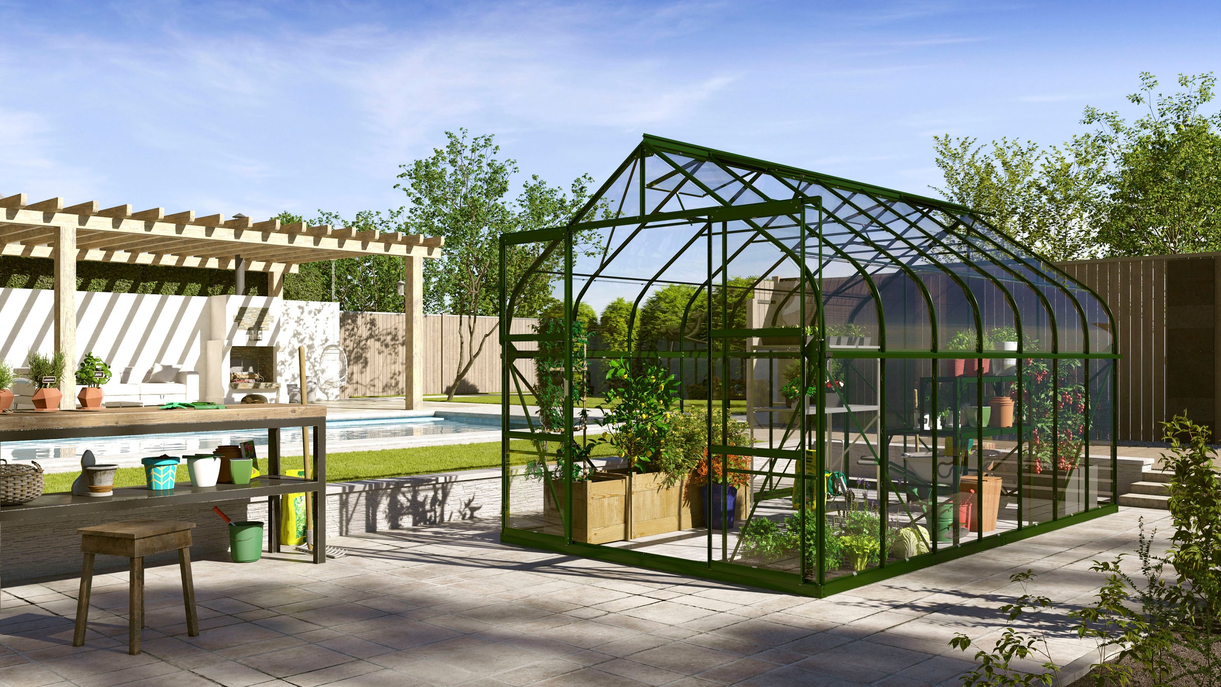 Vitavia Gewächshaus "Dione 11500 smaragd" inkl. Fundamentrahmen, Dachlüfter günstig online kaufen