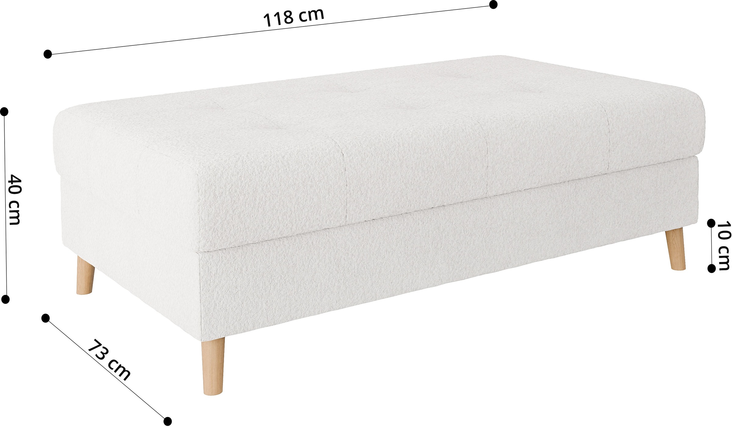 Home affaire Polsterhocker »CHARRE XXL, Steppung im Sitzbereich, Maße: B/T/H: 118/73/40 cm«, passend zur Serie CHARRE, auch in Cord und Bouclé