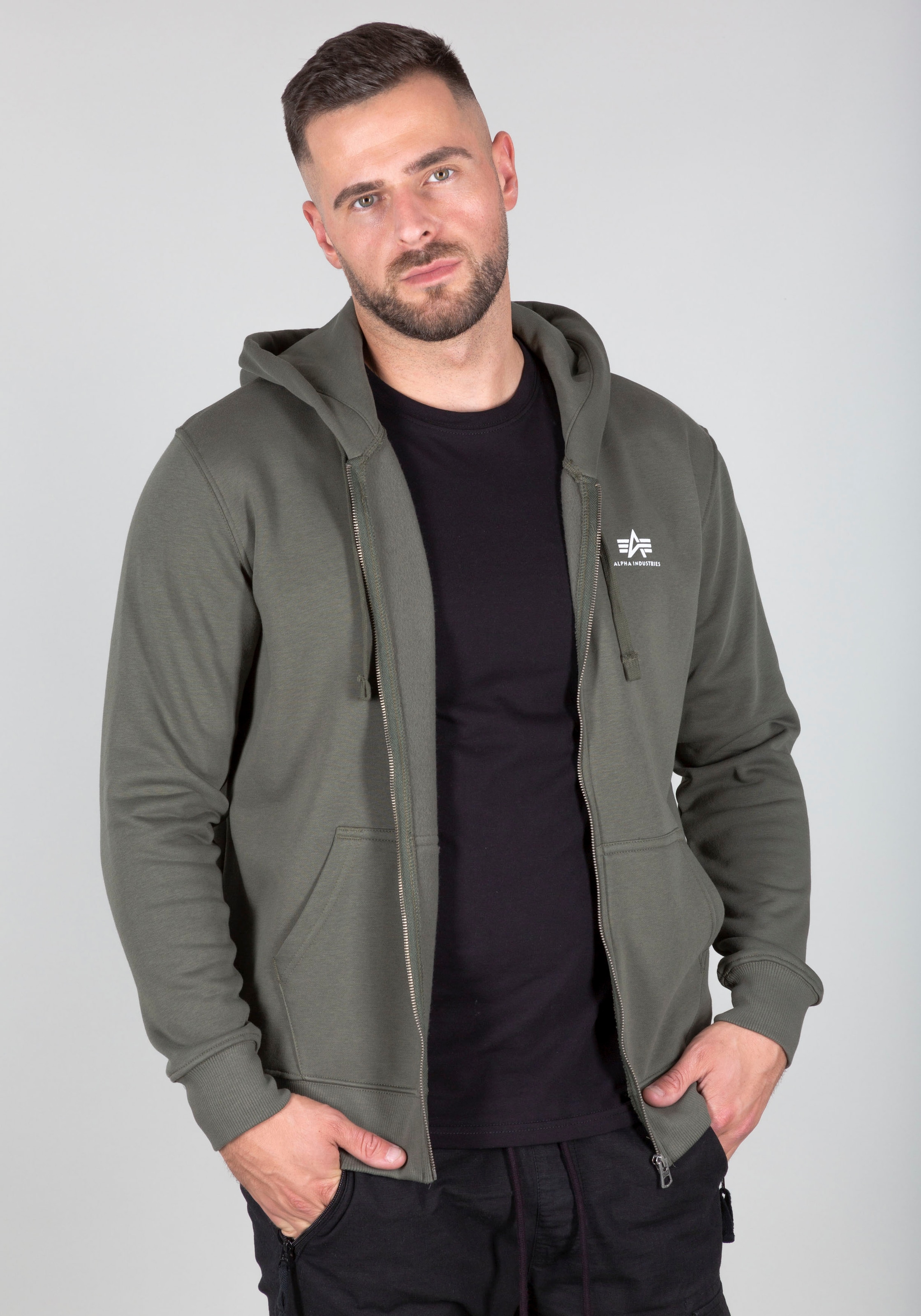 Alpha Industries Kapuzensweatjacke "Basic Zip Hoody SL" Baumwollmischung, r günstig online kaufen
