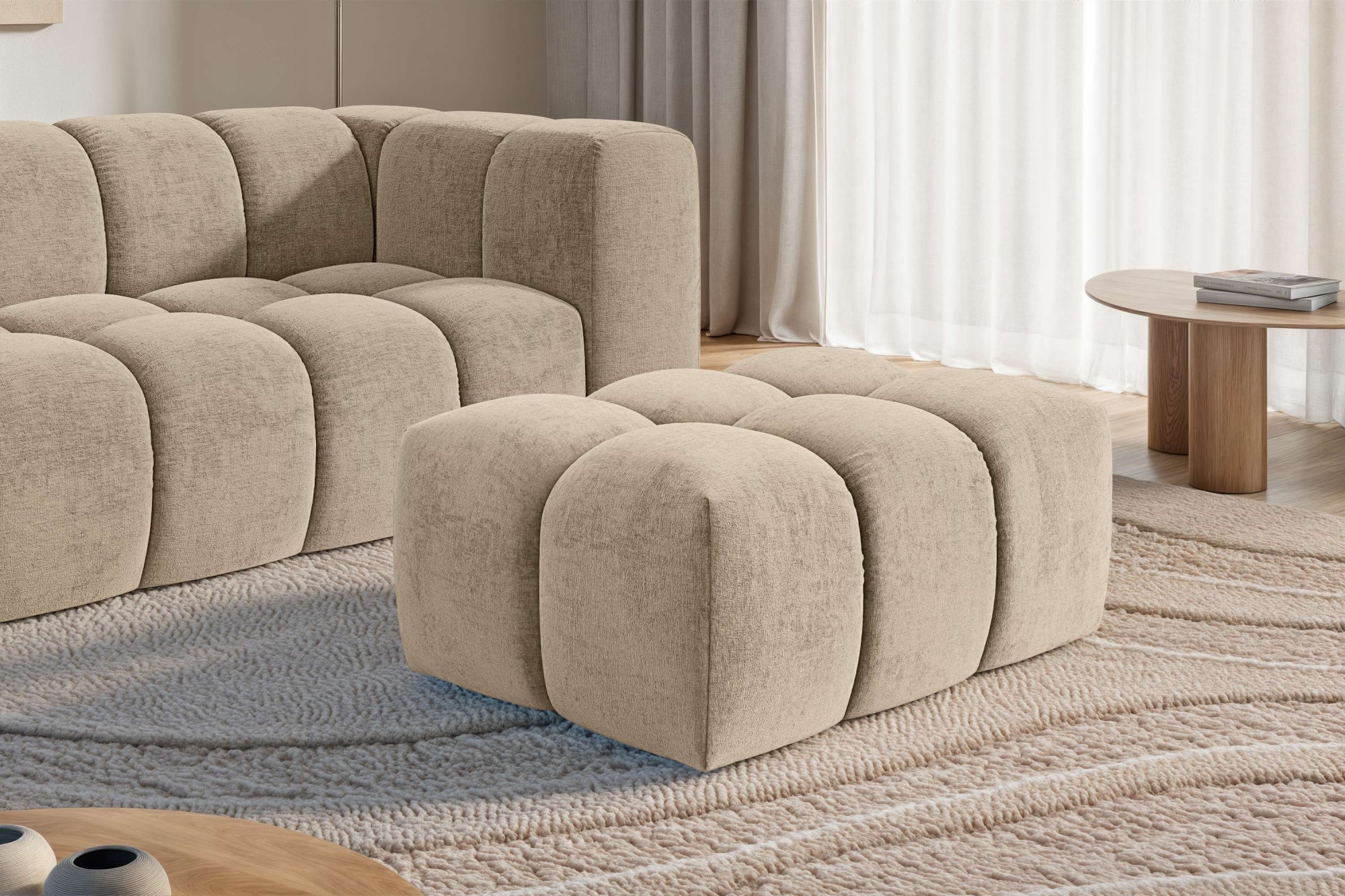 homsy by Ana Johnson Polsterhocker "BOUBELLE Sitzhocker mit Steppung, Bubble-Optik, Maße B/T/H: 97/67/42cm" erstklassige Verarbeitung, hoher Sitzkomfort und modernes Design