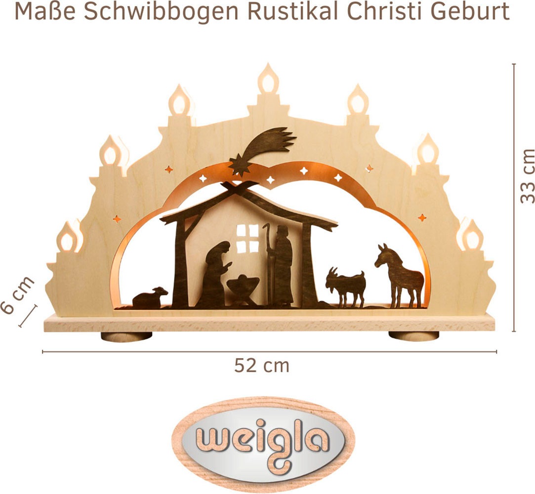 Weigla LED Schwibbogen, Erzgebirge garantiert, Weihnachtsdeko Innen, Weihna günstig online kaufen