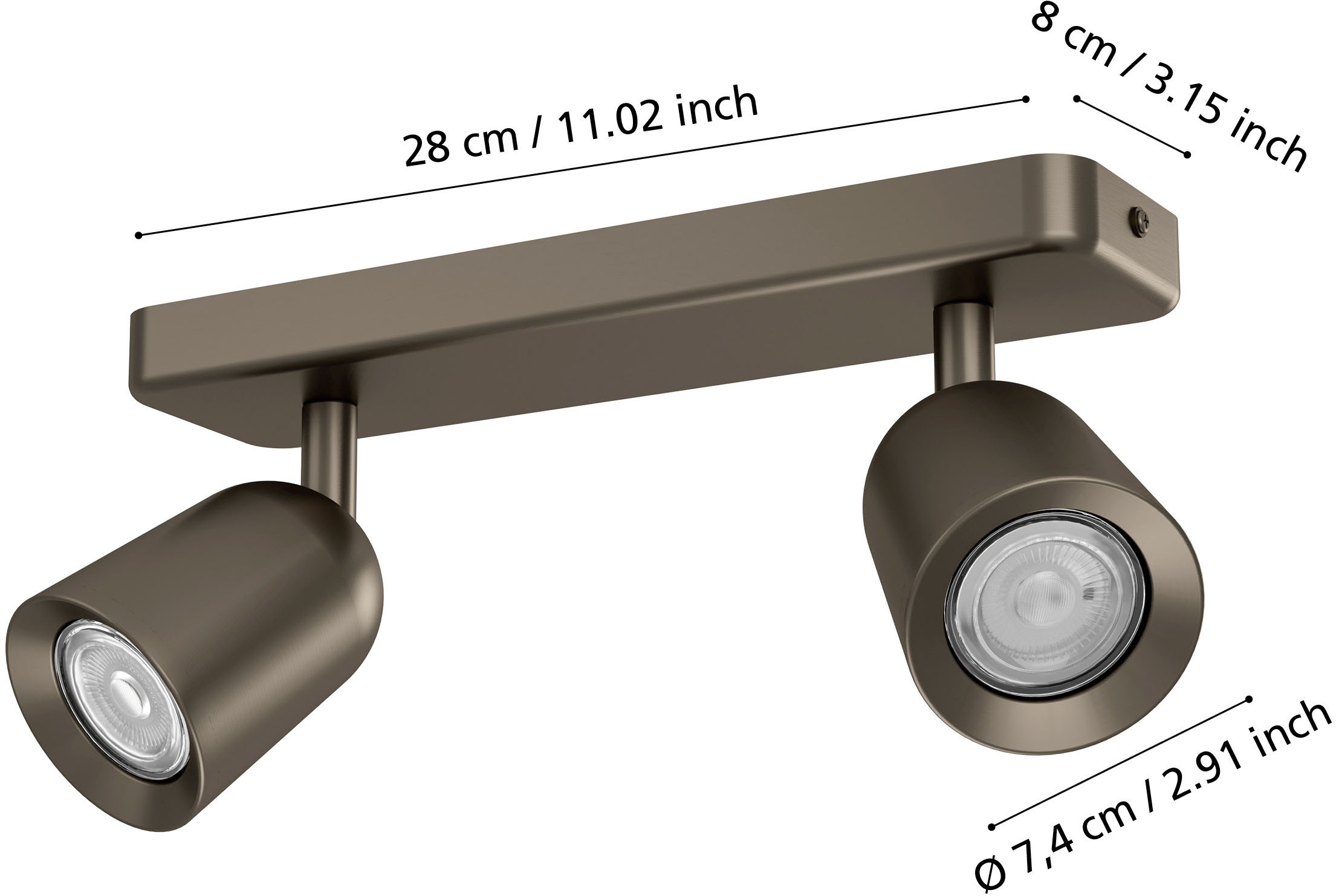 EGLO Deckenspot »CAMALDOLI Spotlampe - Stahl - GU10 - 2X10W - IP20« GU10 1 Stk. Wandleuchte, Wandspot, schwenkbar, Strahler, L30 x B4,5 x H11,5 cm