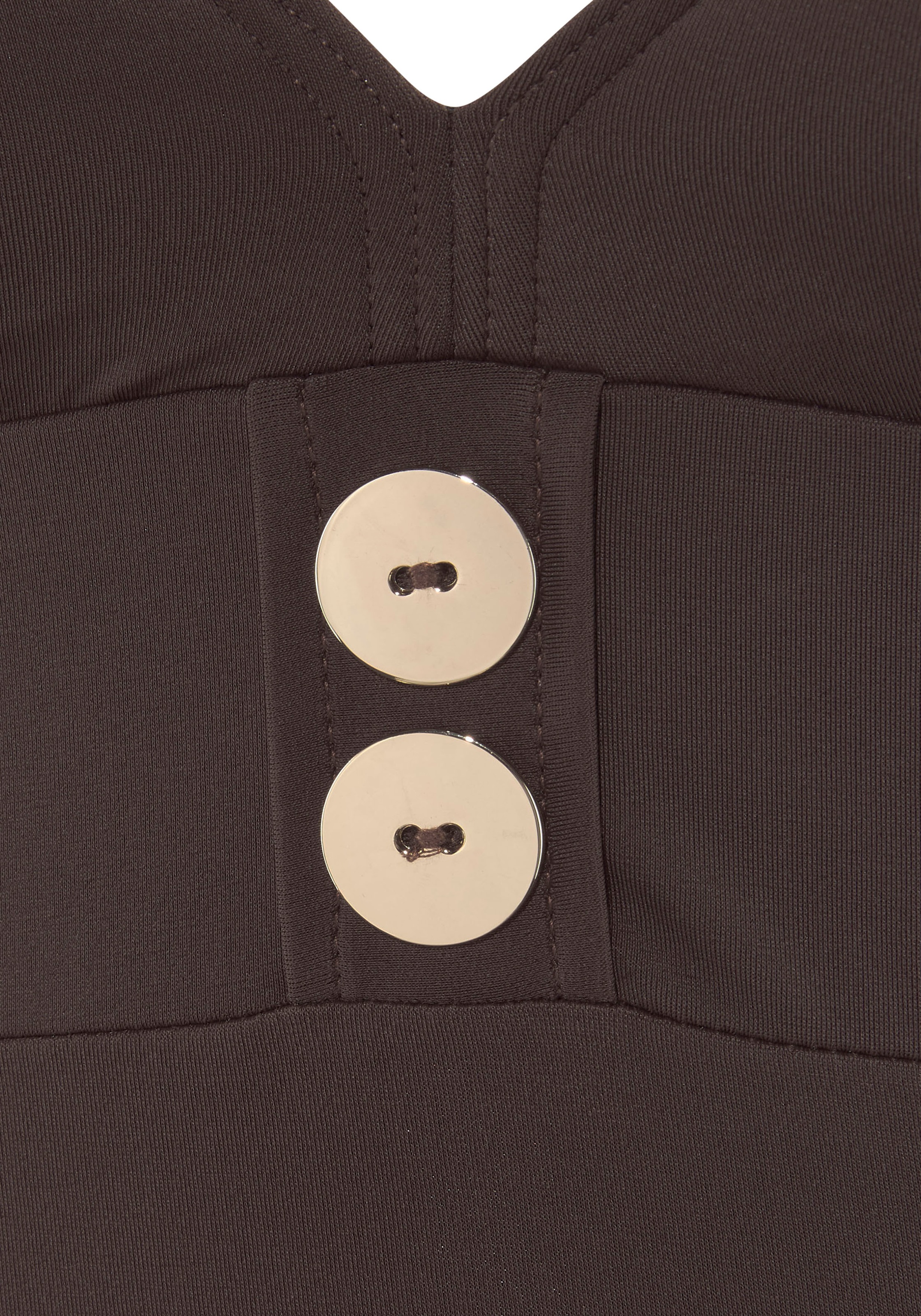 Badeanzug VIVANCE, Damen, Gr. 36, Cup A/B, braun (dunkelbraun), Polyamid, unifarben, Badeanzüge Badeanzug, mit goldfarbenen Zierknöpfen 3