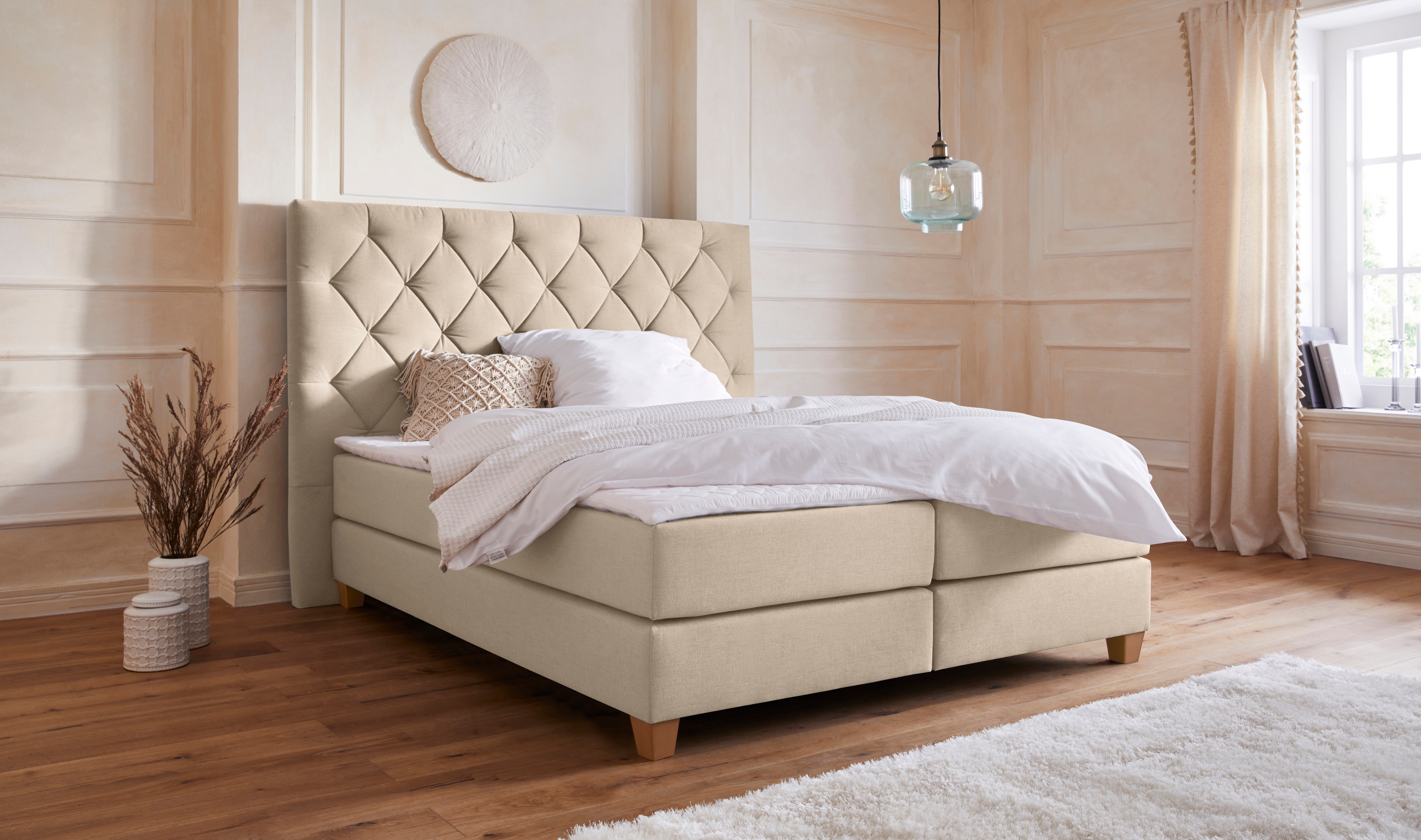 Home affaire Boxspringbett "Harmones hoch" in 3 Breiten, Härtegrad auch im Mix mit je 1 Matratze in H2 und H3