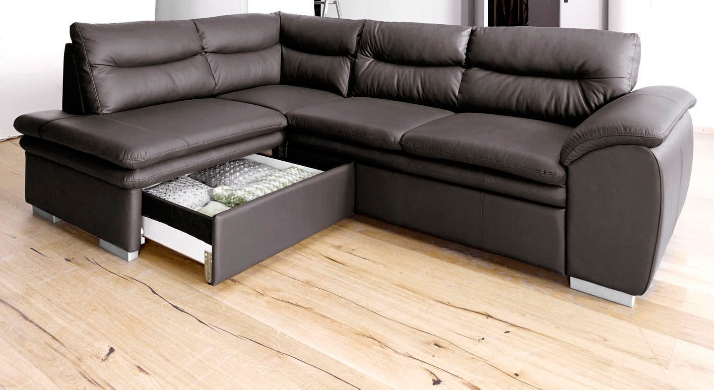 COTTA Ecksofa »Leandra L-Form«, wahlweise mit Bettfunktion & Bettkasten