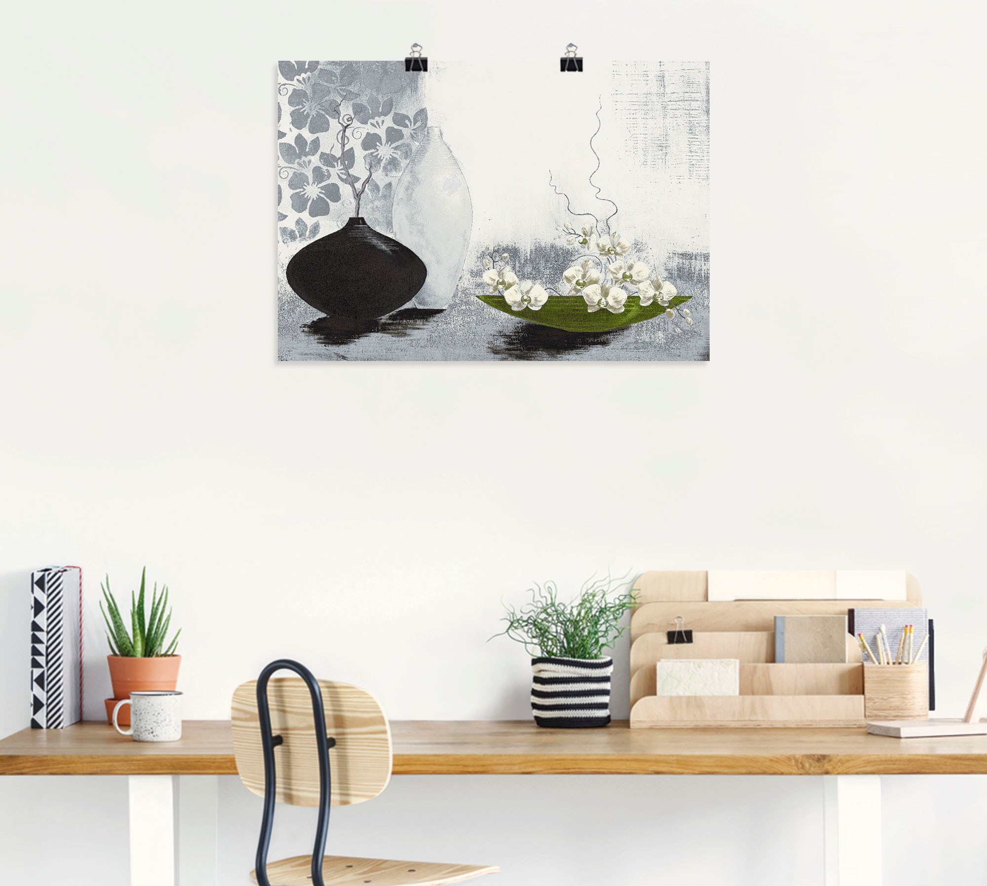 Artland Wandbild »Modernes bauchiges Gefäß mit Orchideen« Vasen & Töpfe 1 Stk. tlg. als Leinwandbild, Poster in verschied. Größen