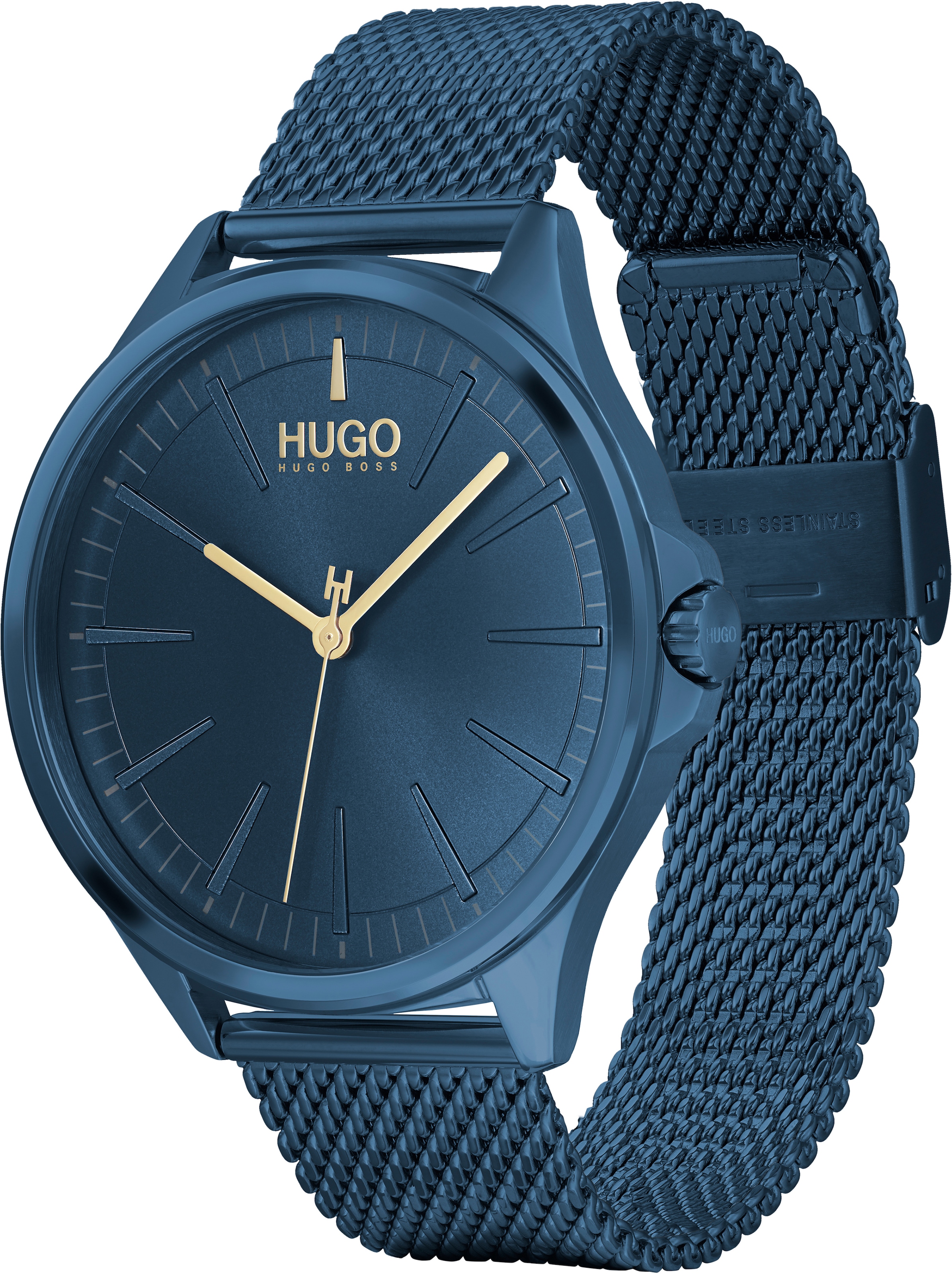 HUGO Quarzuhr »#SMASH«, Armbanduhr, Herrenuhr, Mineralglas, Edelstahlarmband