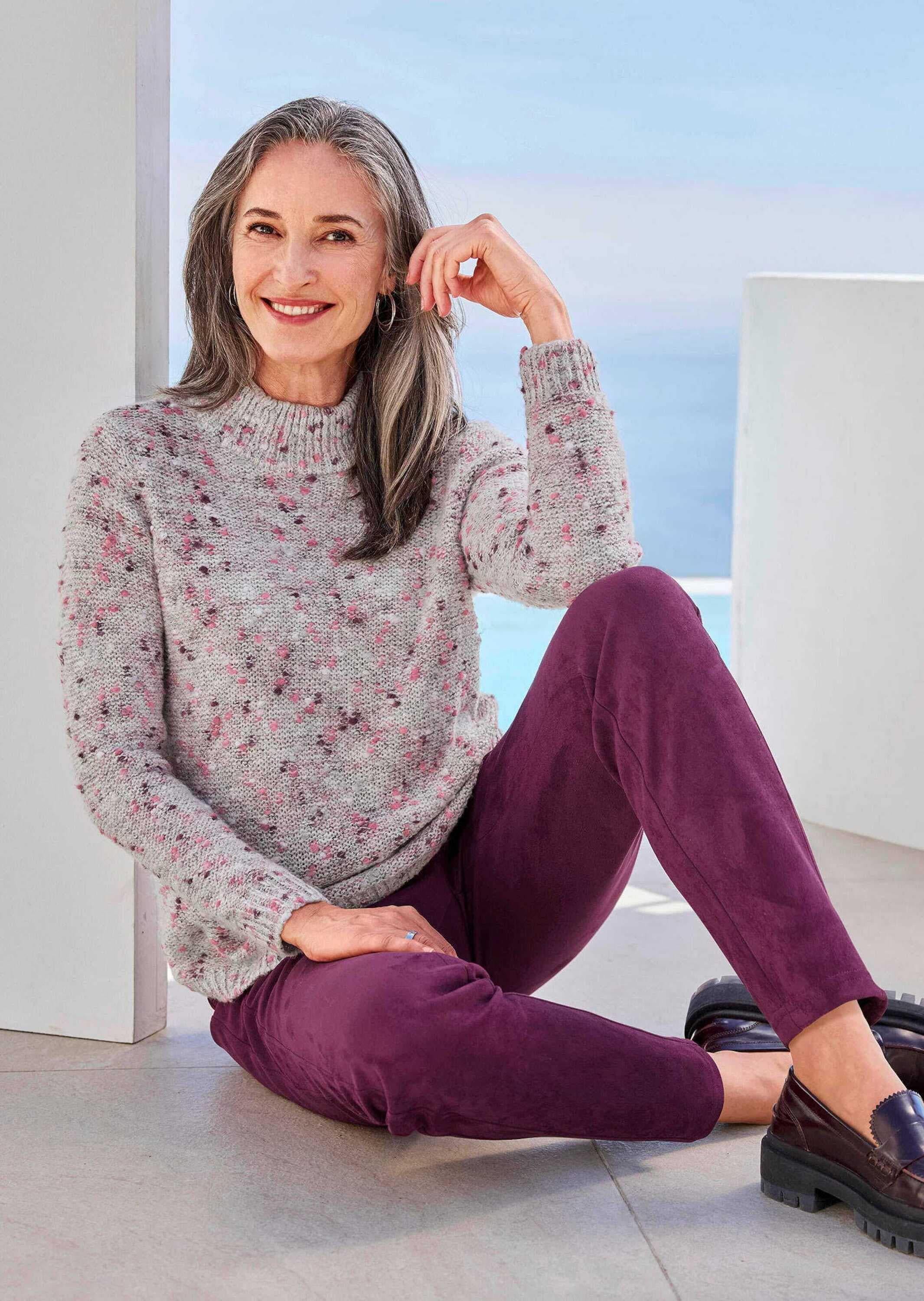 GOLDNER Rundhalspullover »Kurzgröße Edler Strickpullover mit Stehkragen« Noppengarn