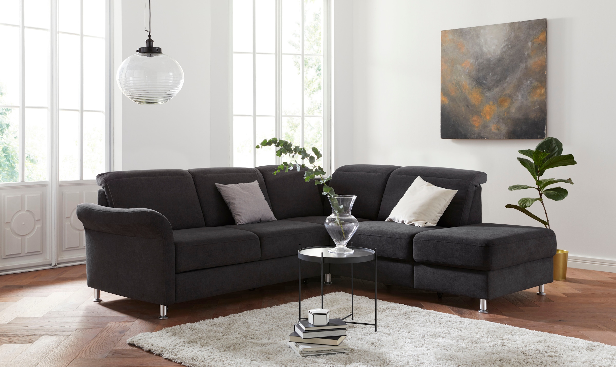 sit&more Ecksofa "Darwin L-Form" inklusive Federkern, wahlweise mit Kopfteilverstellung, Schlaffunktion