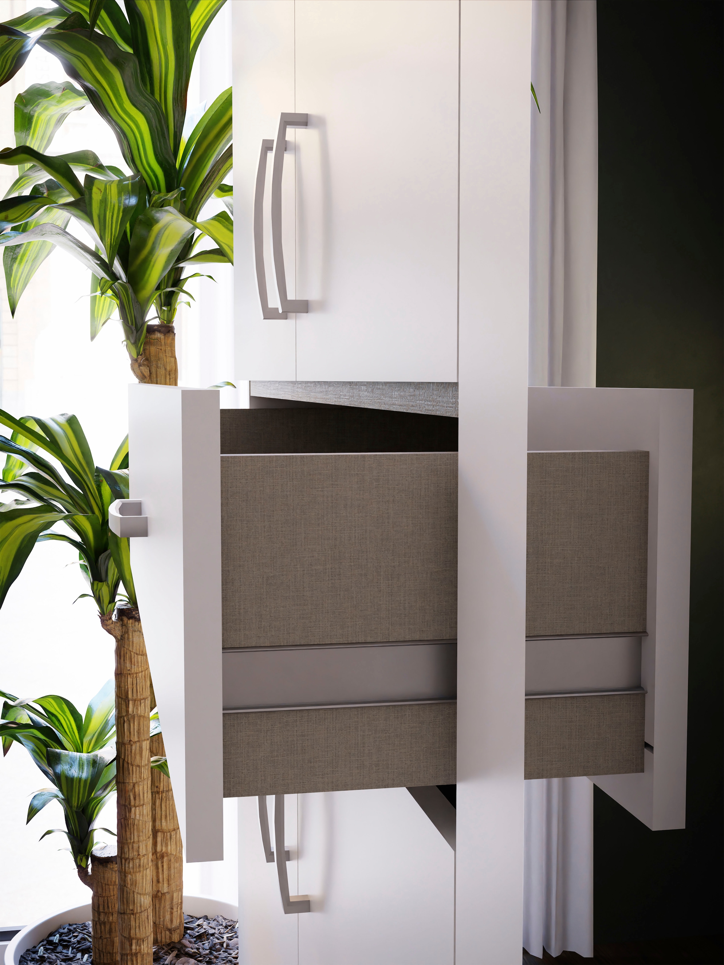 FORTE Kleiderschrank »viel Stauraum, Spiegeltüren, stehende Montage« B/H/T269,7/210,5/54 cm, Spiegeltüren, Schubkästen