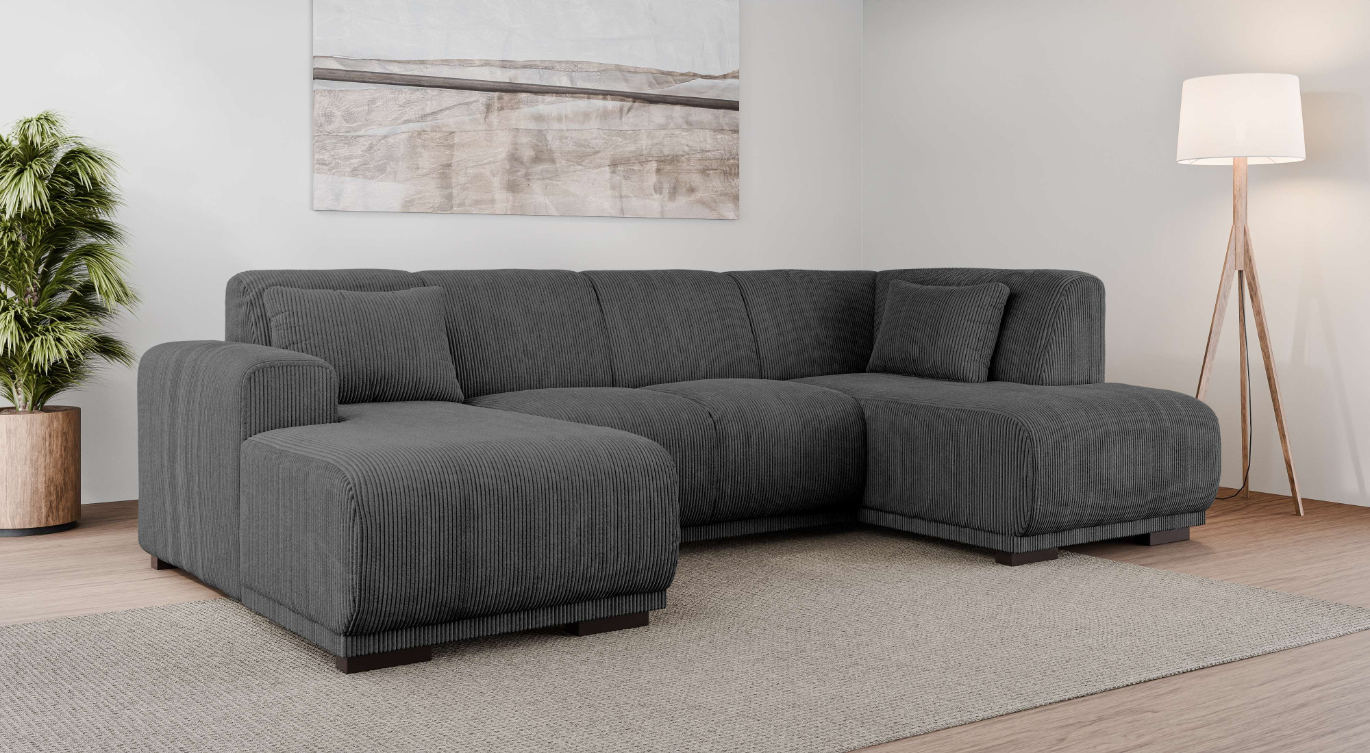 OTTO home Wohnlandschaft "BORNHOLM U-Form mit Recamiere rechts/links, B/T/H: 300/162/85 cm" U-Form mit Wellenunterfederung, Recamiere rechts oder links bestellbar