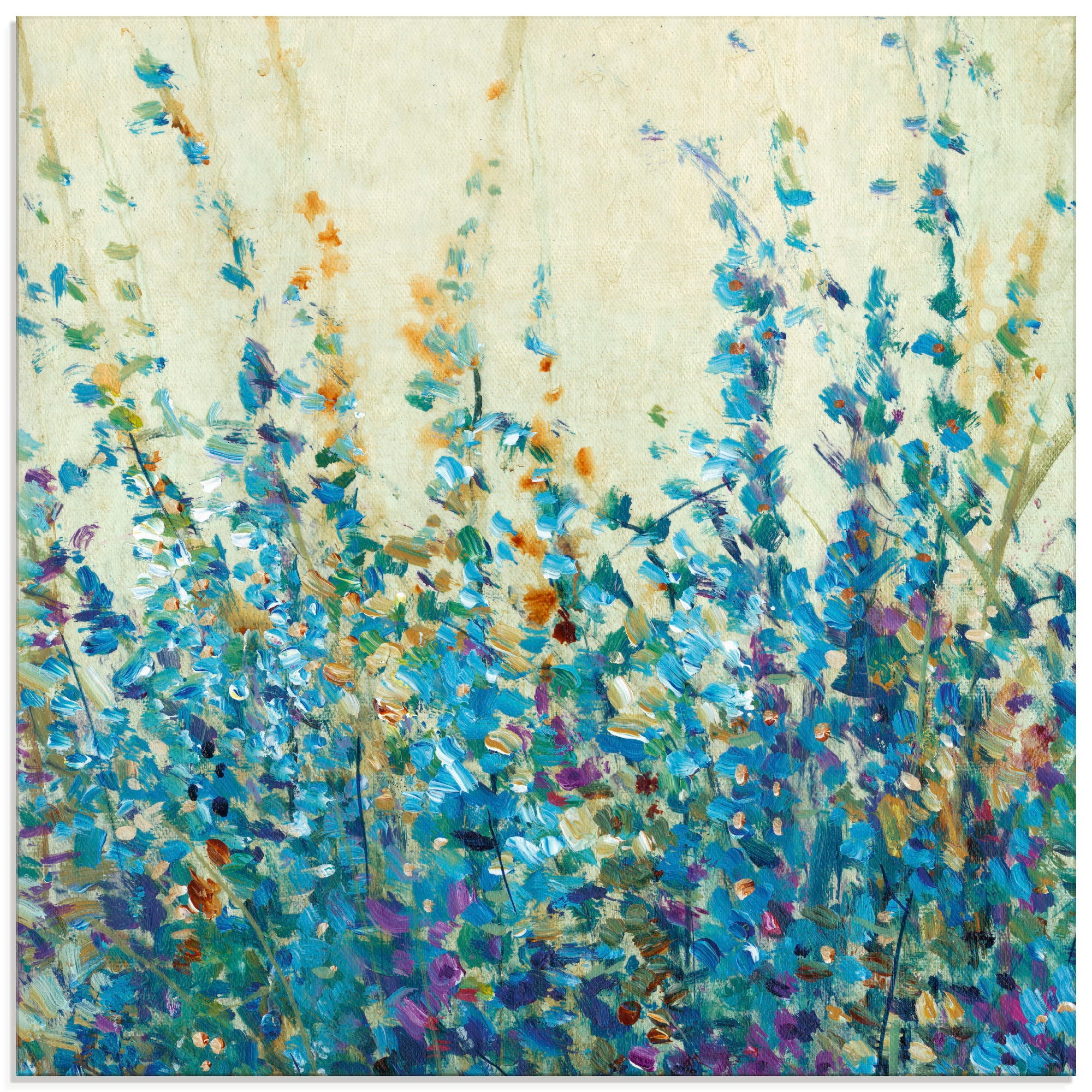 Artland Glasbild "Blautöne II", Blumenwiese, (1 St.), in verschiedenen Größen