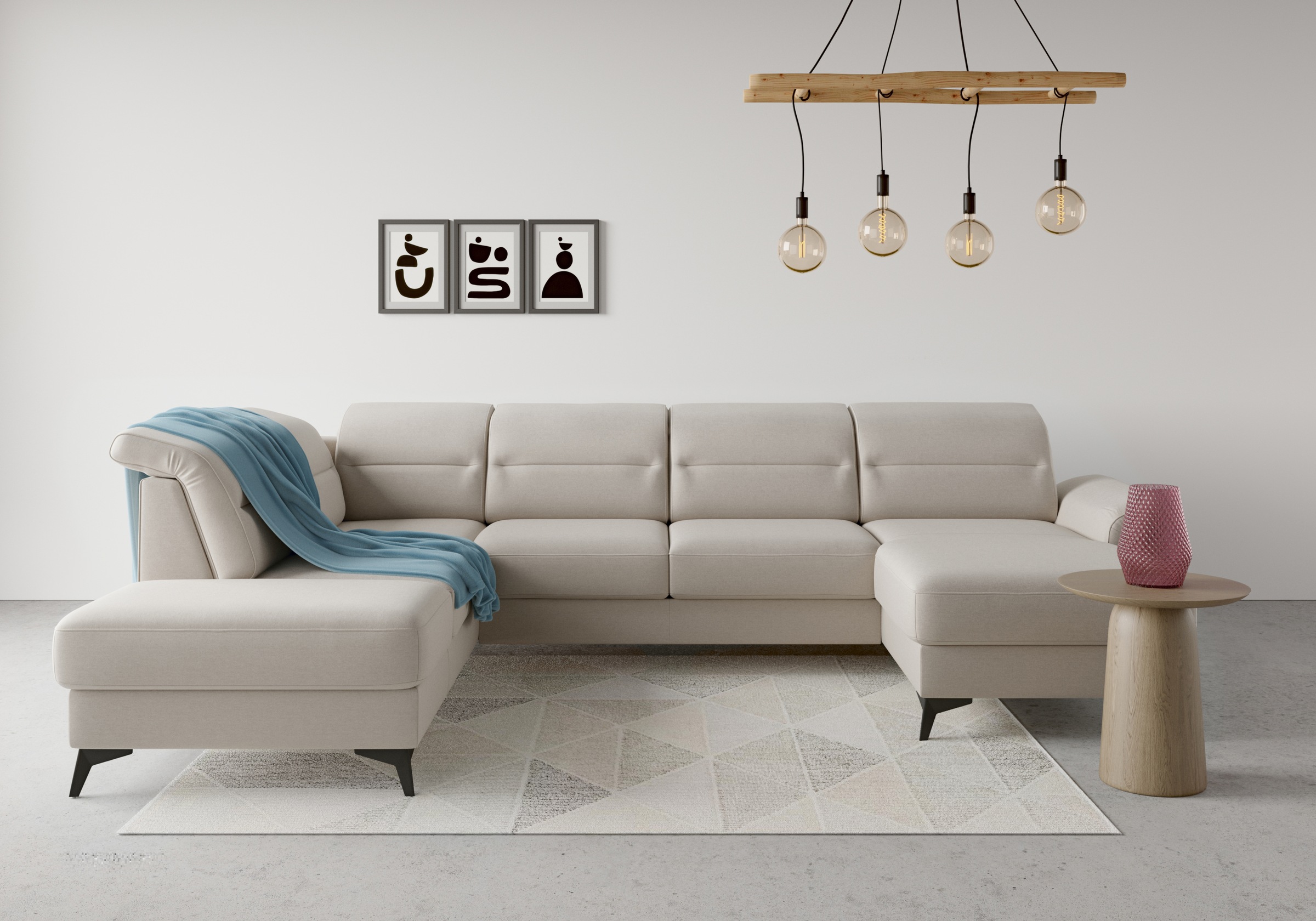 sit&more Wohnlandschaft "Sinatra U-Form" optional mit Kopfteilverstellung und Armteilfunktion, Metallfüße