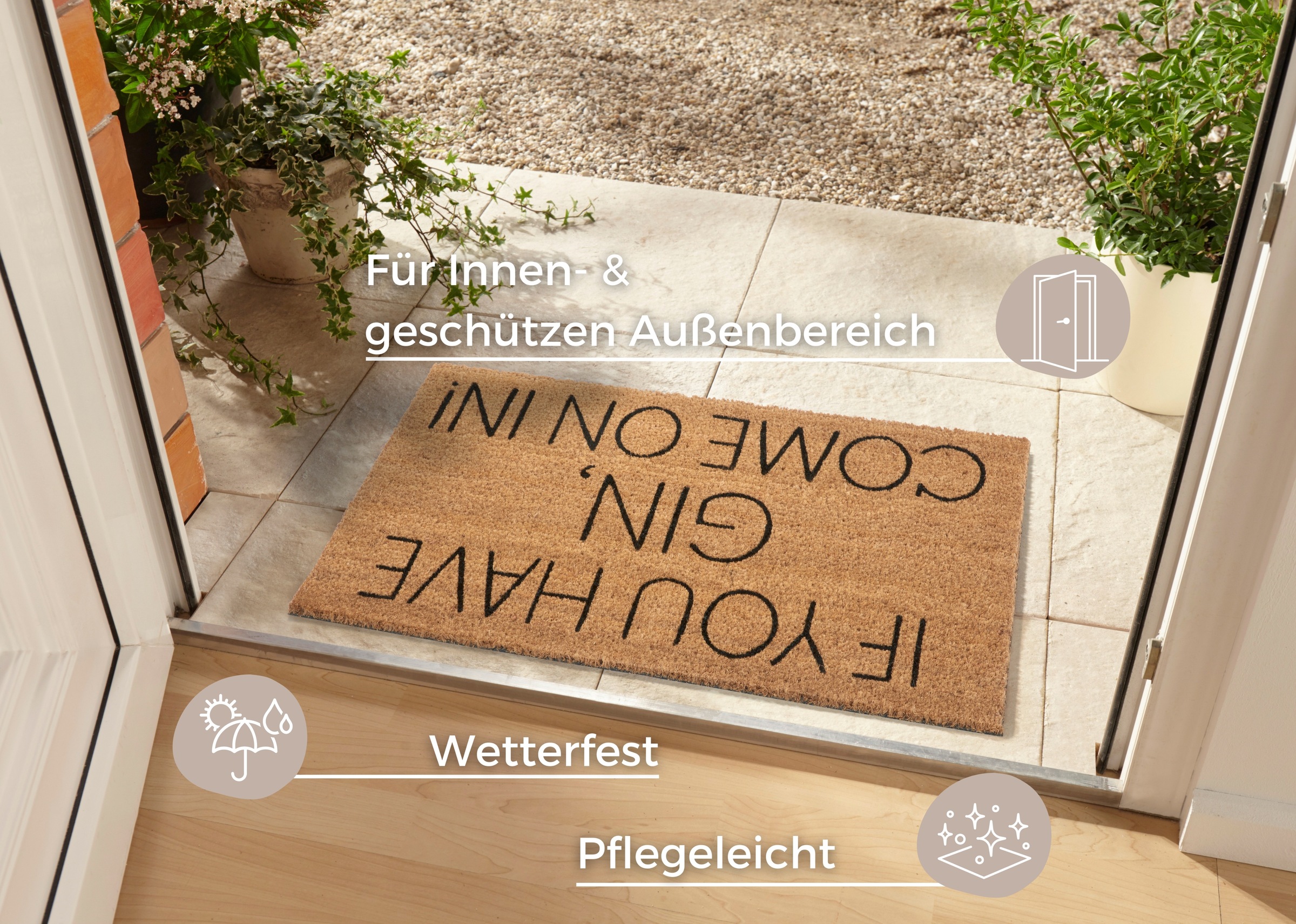 HANSE Home Fußmatte »Mix Mats Kokos Gin, Türmatte«, rechteckig, 15 mm Höhe, Kokos, Schmutzfangmatte, Outdoor, Rutschfest, Innen, Kokosmatte, Flur