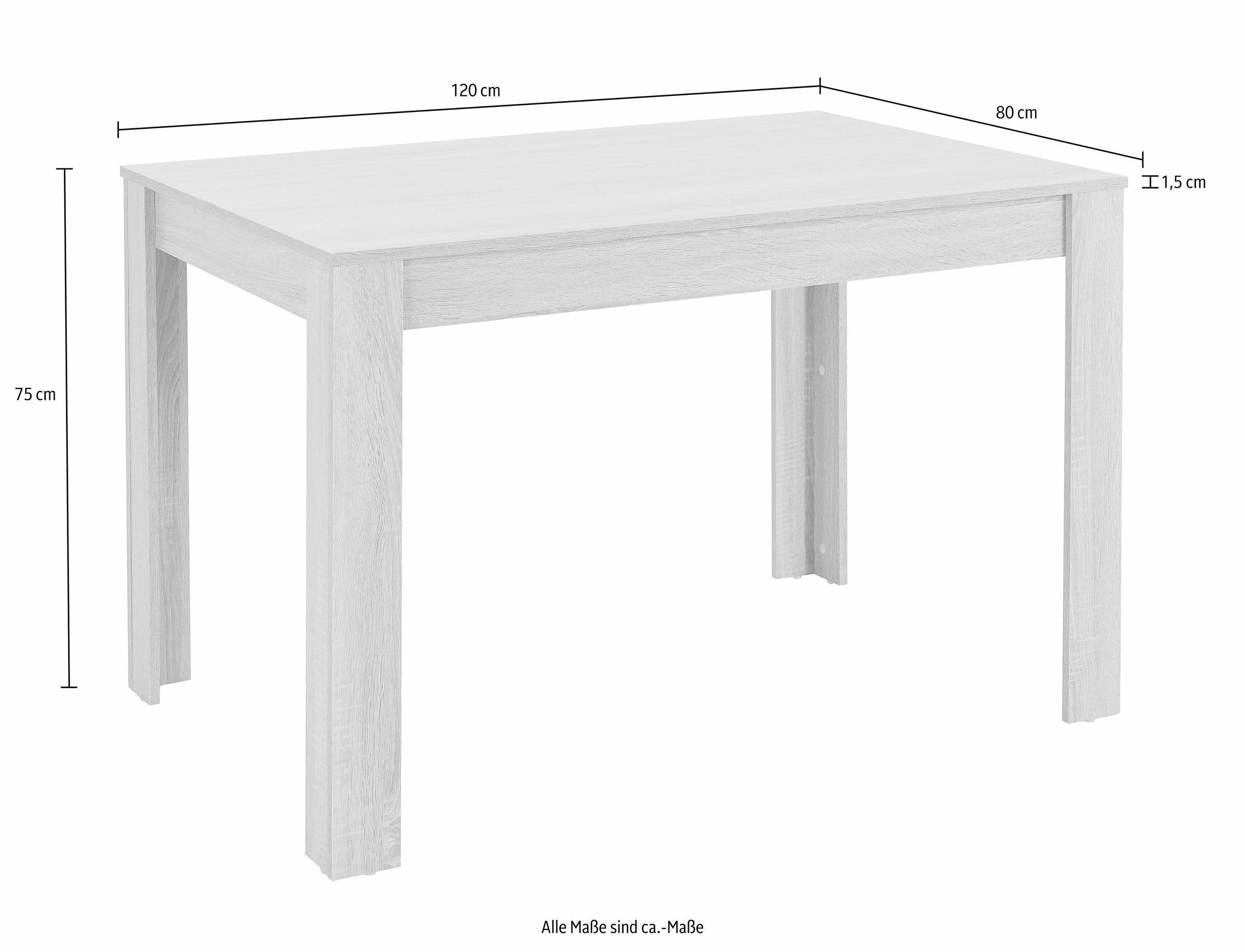 INOSIGN Essgruppe Set, 5 Stk. tlg. Tischbreite 120 cm in eichefarben sägera günstig online kaufen