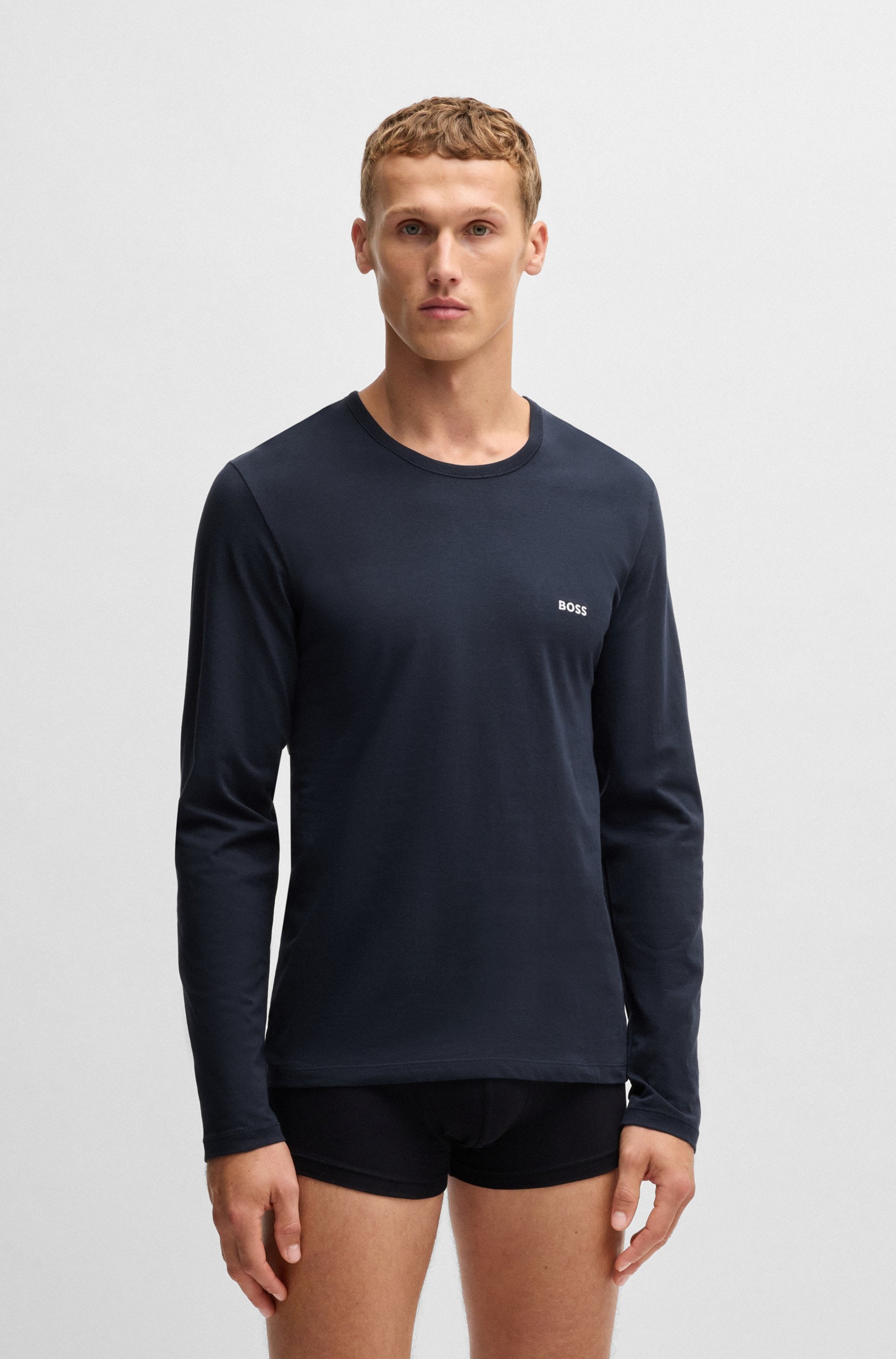 BOSS Langarmshirt »longsleeve-Shirt R-Neck Classic COTTON 3pcs/pack«, (3 tlg.), mit BOSS Logo-Schriftzug