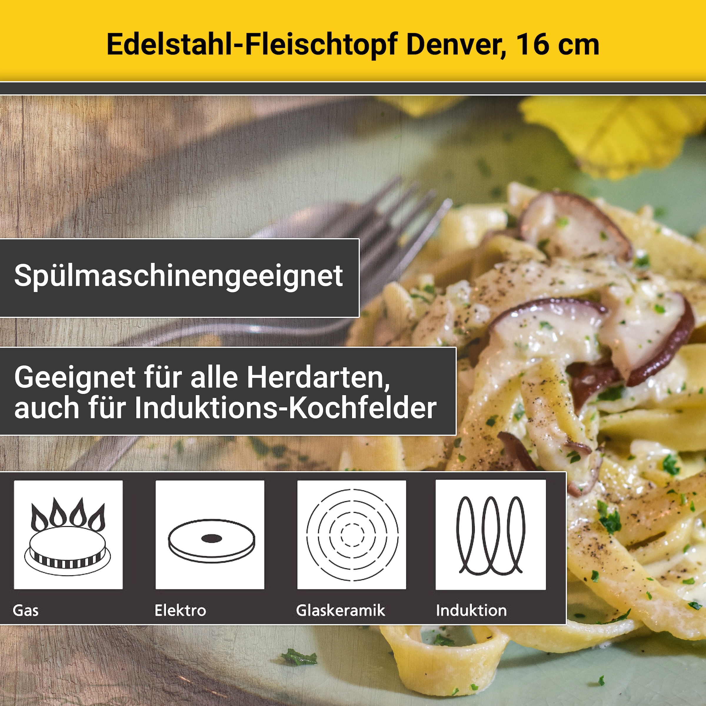 Krüger Fleischtopf »Denver«, Edelstahl, 3-Schichten-Thermoboden, Induktion