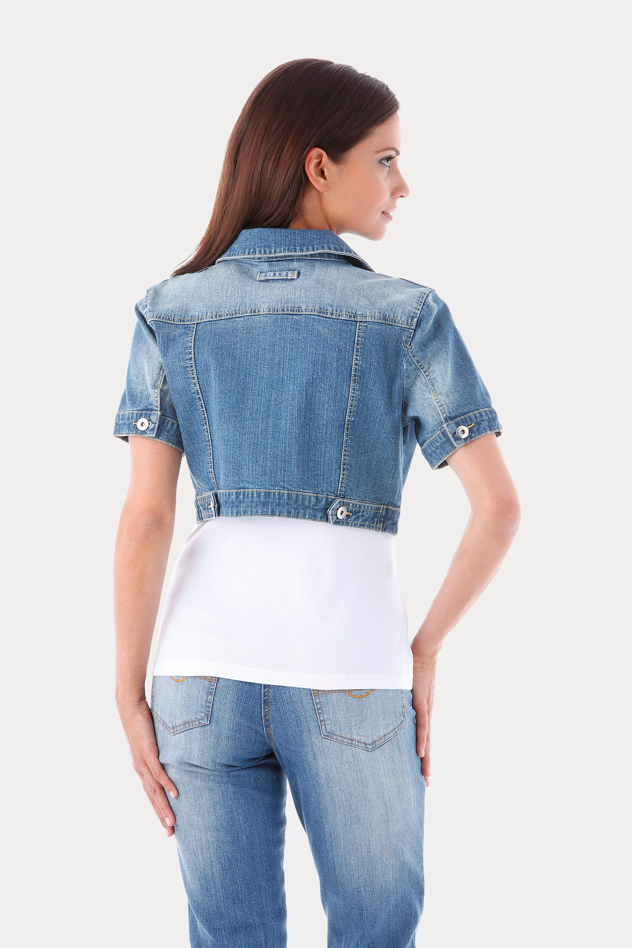 Aniston CASUAL Jeansjacke | durchgehender mit BAUR Knopfleiste