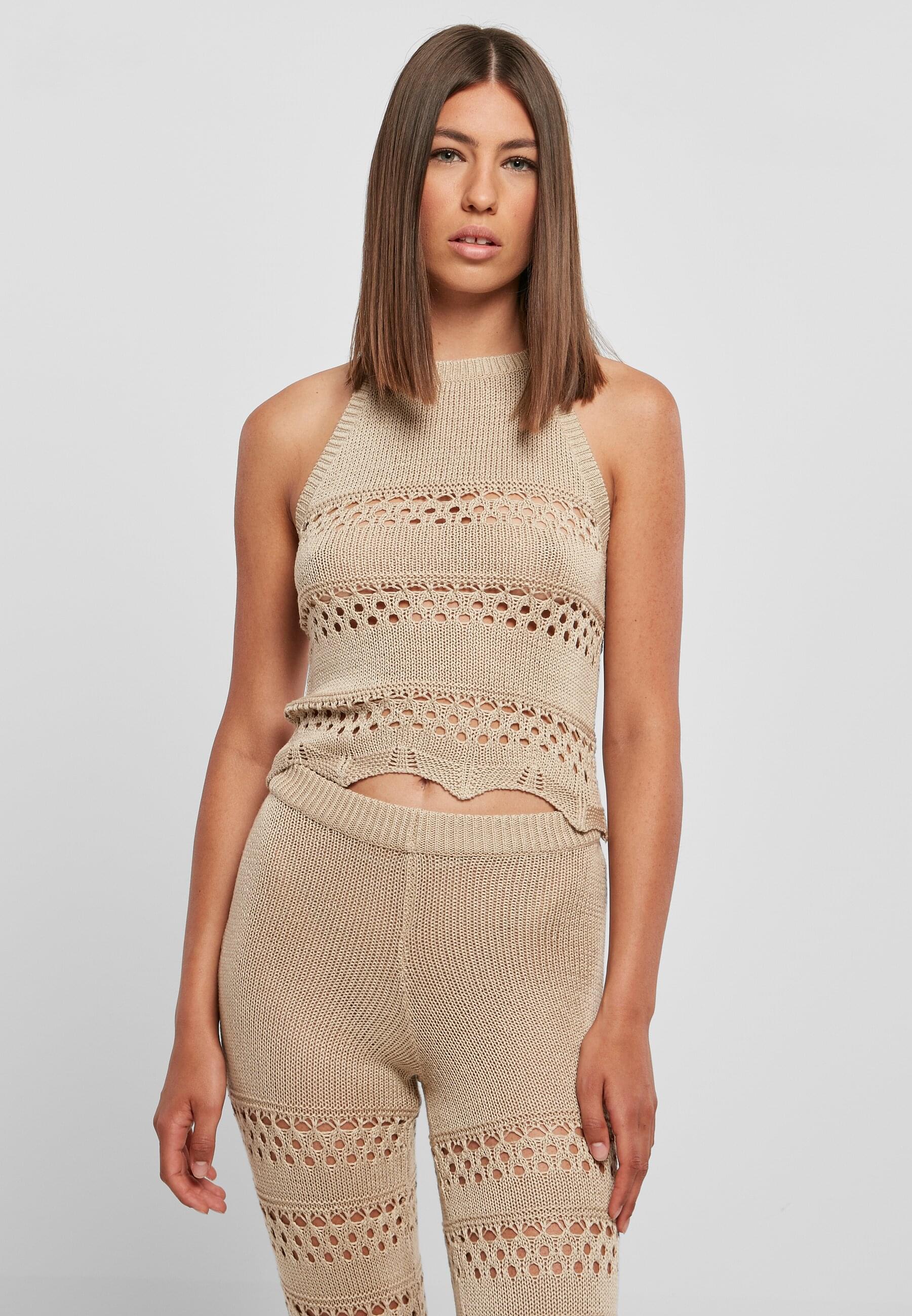 Thumbnail - URBAN CLASSICS Muskelshirt "Urban Classics Damen Ladies Short Crochet Knit Neckholder Top", (1 tlg.)