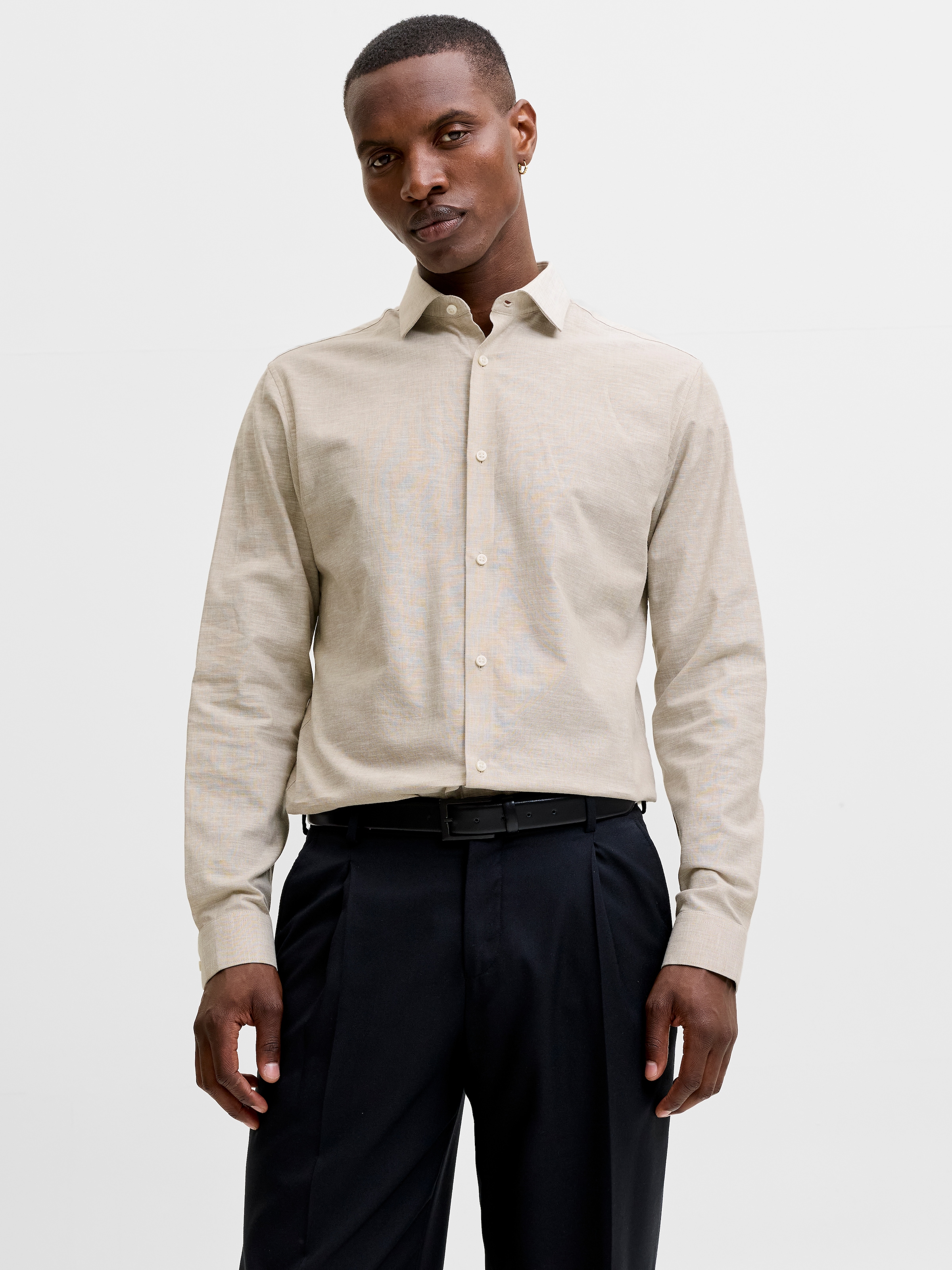 Jack & Jones Langarmhemd "JPRBLAPARKER HEATHER L/S SHIRT STYD" Baumwolle, slim fit