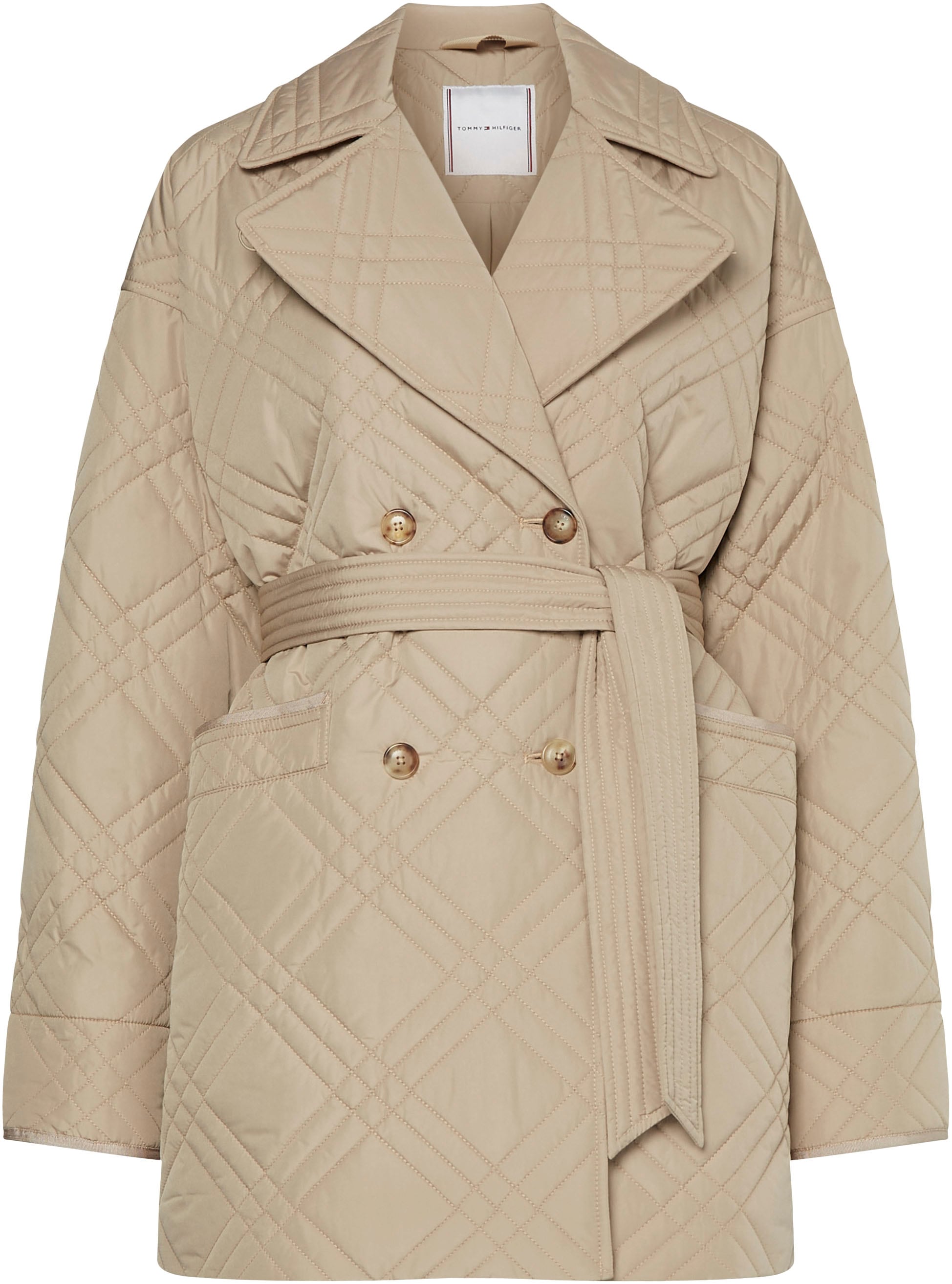 Tommy Hilfiger Steppmantel »QUILTED SHORT TRENCH«, mit Bindegürtel und Tommy Hilfiger Markenlabel