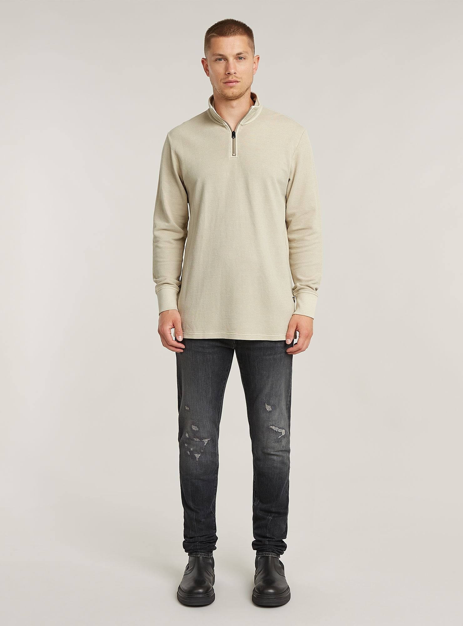 G-STAR T-Shirt »Overdyed Half Zip Tweeter«