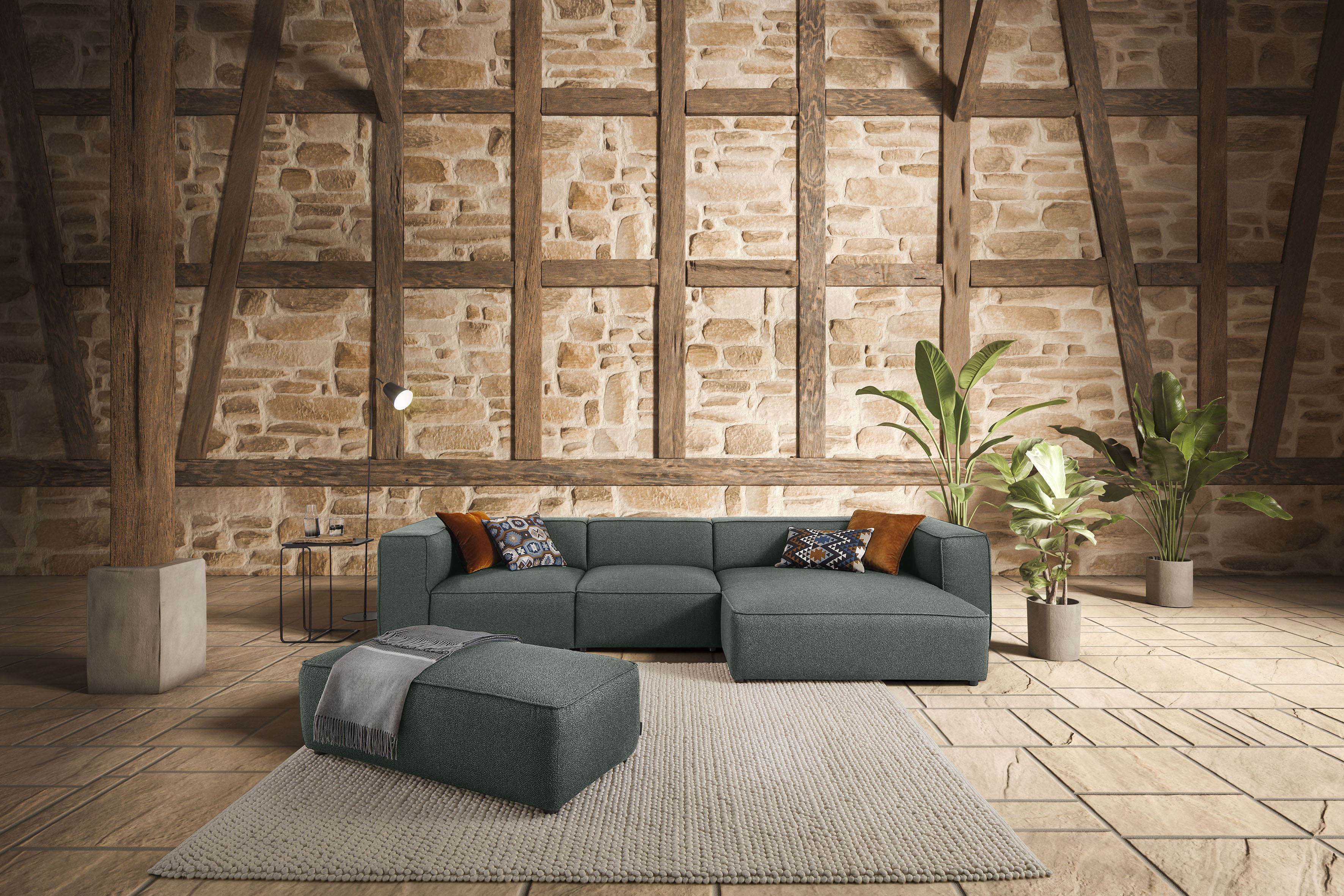 W.SCHILLIG Ecksofa "around-the-block Mega Sofa, viel Platz und hoher Sitzkomfort, L-Form" mit eleganter Biese, mit Federkern, Breite 341 cm