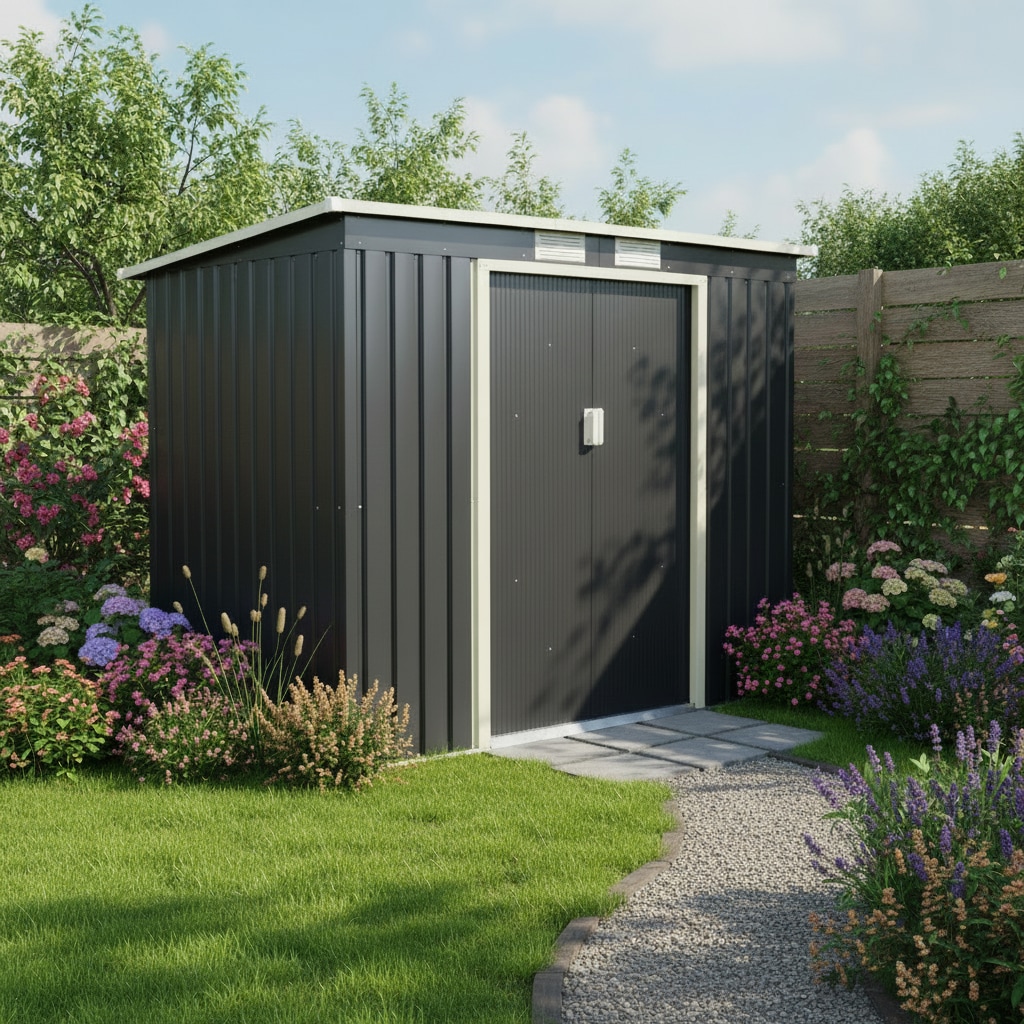 KONIFERA Gerätehaus "Gartenhaus "Max" aus langlebigem Metall" inklusive Fundamentrahmen