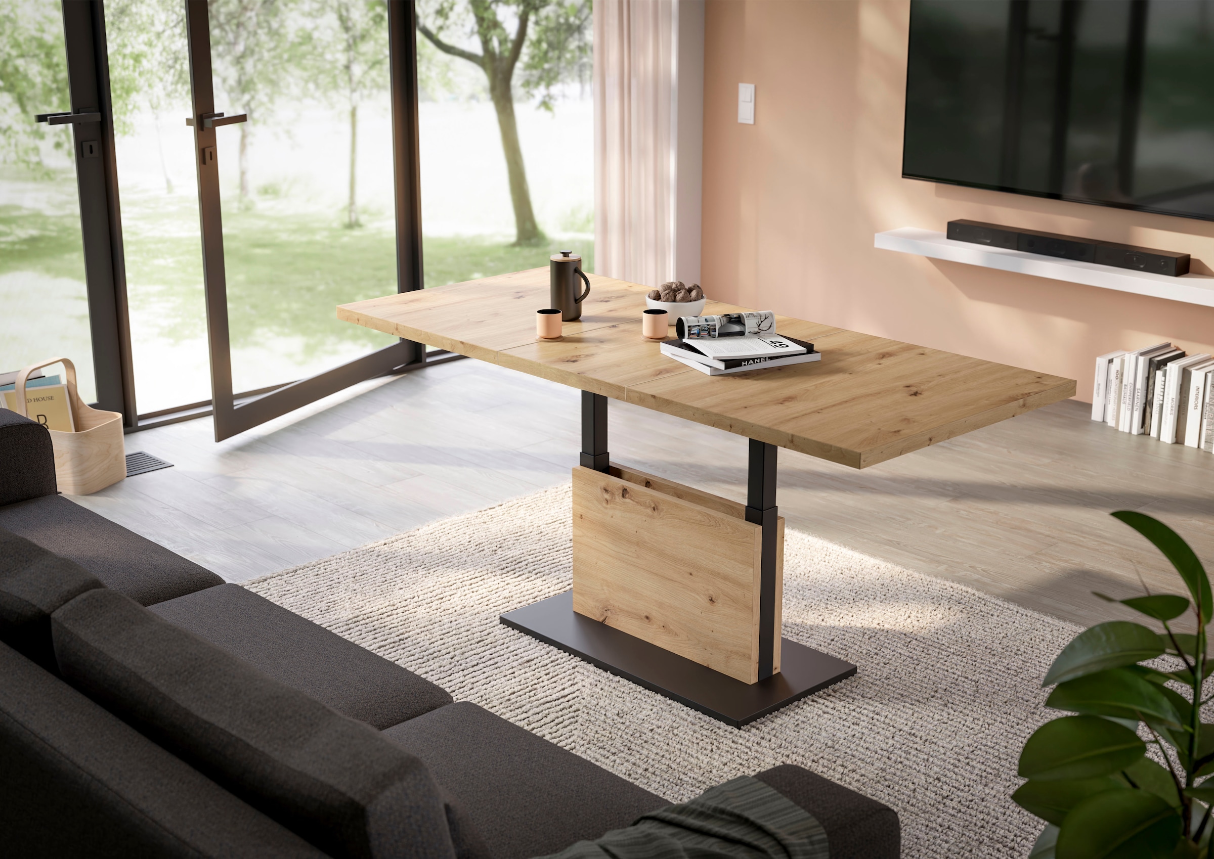 Mäusbacher Couchtisch »Lift Couchtisch«, Lift Couchtisch, höhenverstellbar 56-75cm,120-160cm breit