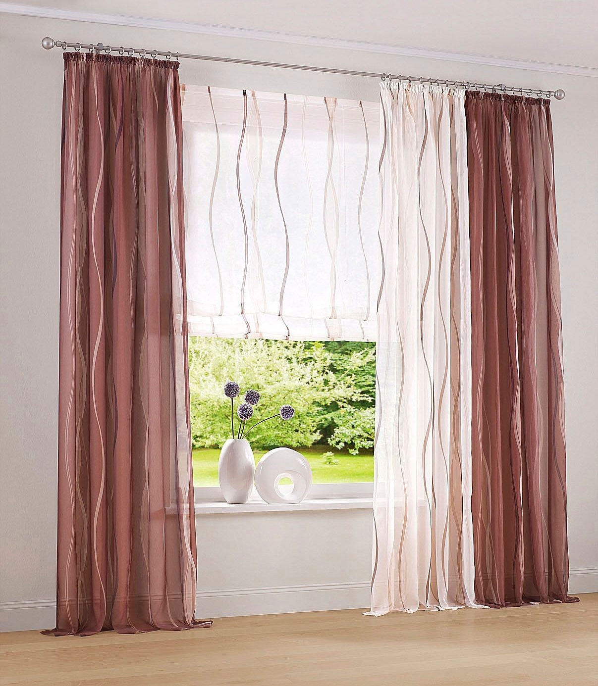 St.), | (2 BAUR my home Polyester, 2er-Set, Voile, Gardine Wellen »Dimona«,