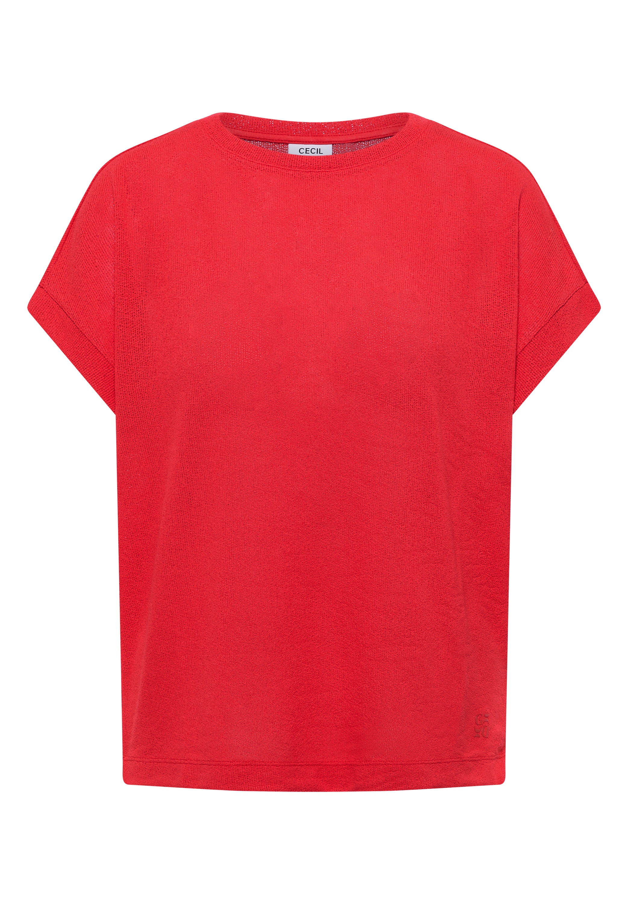 T-Shirt CECIL, Damen, Gr. S (38), fresh rot, Stoff, 60% Viskose, 40% Polyester, unifarben, comfort fit normal, U-Boot-Ausschnitt, Bündchen, Shirts T-Shirt, mit U-Boot-Ausschnitt 3