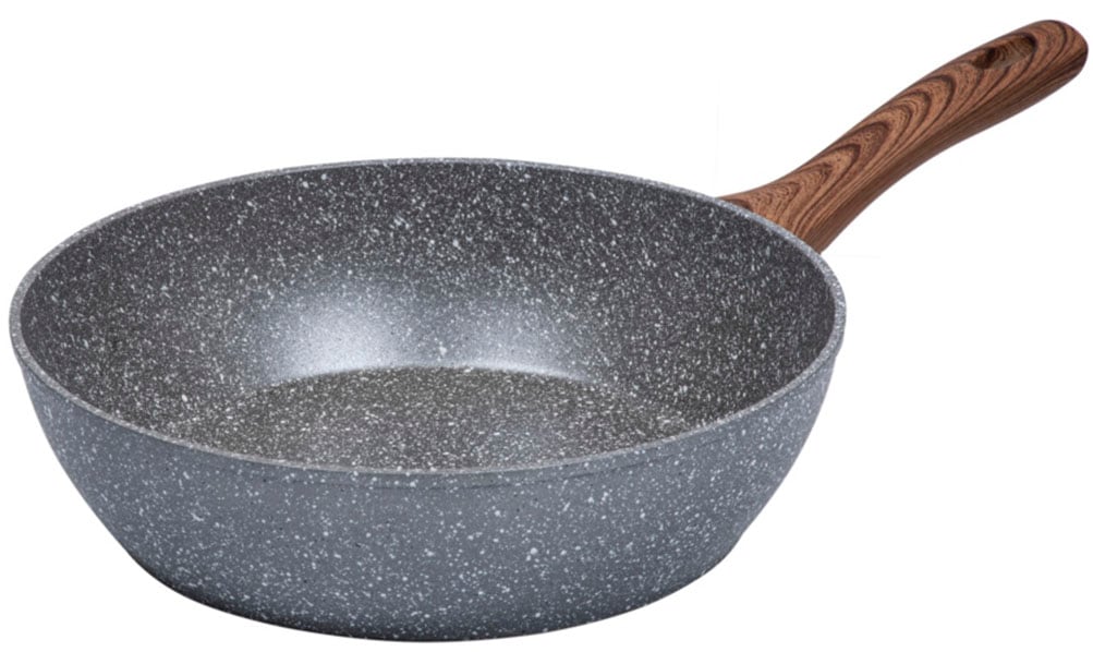 RESTO Kitchenware Bratpfanne "Aquila, tiefe Schmorpfanne langlebig und spülmaschinenfest" Aluminium 1 Stk. tlg. mit ergonomischem weichem Griff in Holzoptik