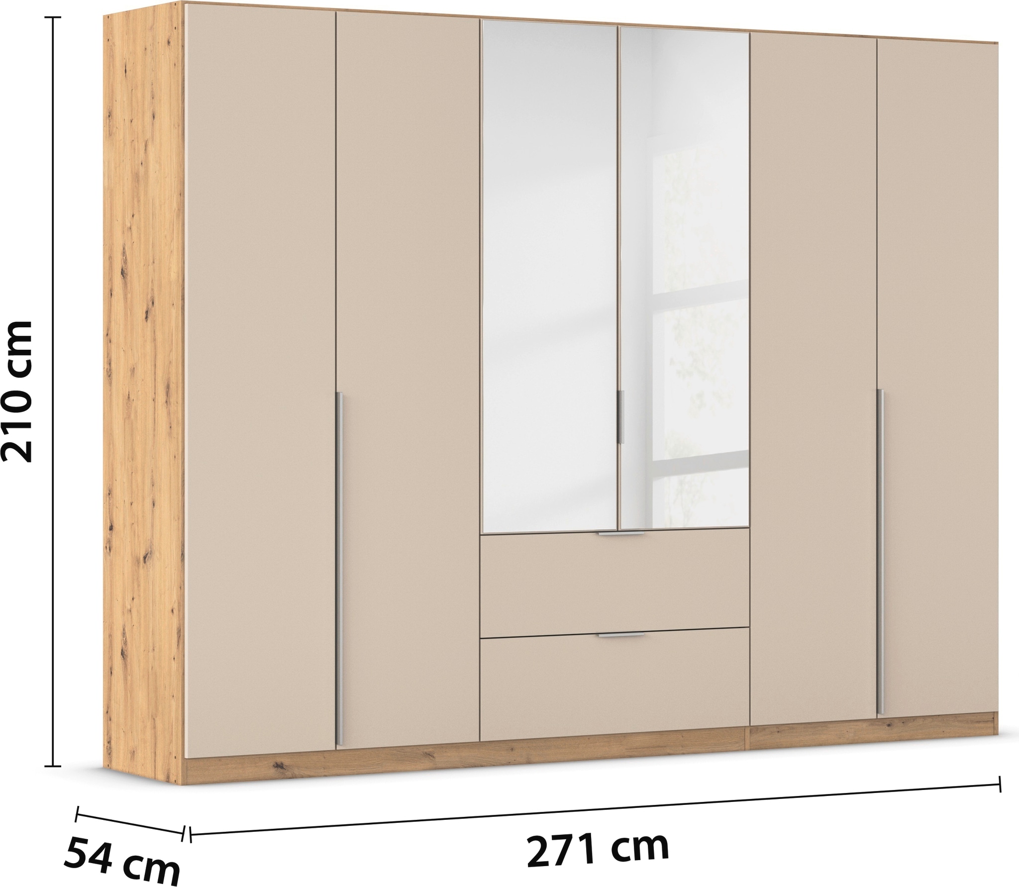 rauch Drehtürenschrank »Kleiderschrank Schrank Garderobe AGORDO mit Dekor- oder Hochglanzfront«, (in zwei Griff-Farben, Breiten 91-360 cm), mit Außenschubkästen, in 7 Breiten und 2 Höhen MADE IN GERMANY