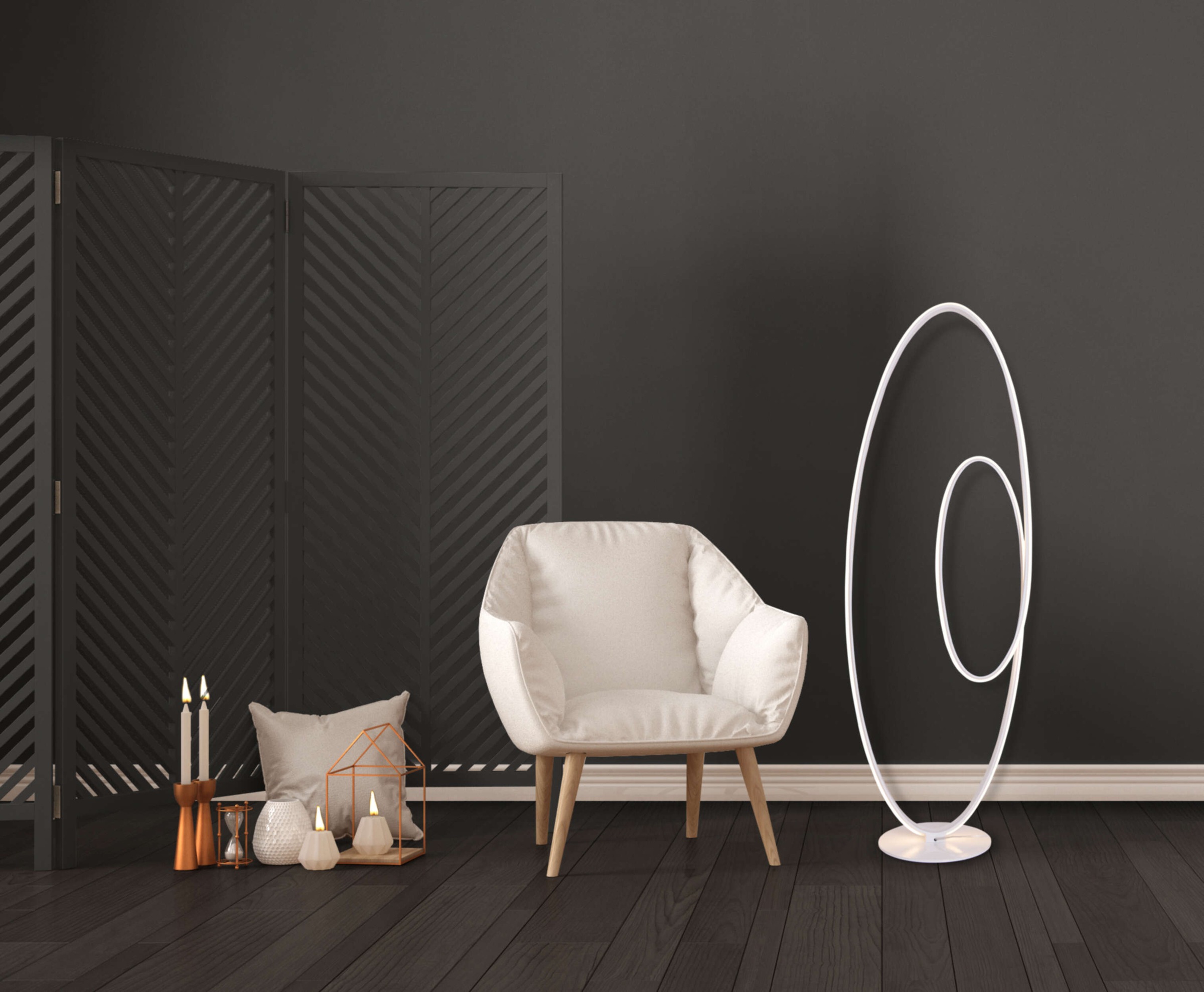 näve LED Stehlampe »Odrive«, 1 flammig, Leuchtmittel LED-Modul | LED fest integriert, oval, dimmbar, geschwungene bogenförmige LED-Streifen, weiß, H: 120cm