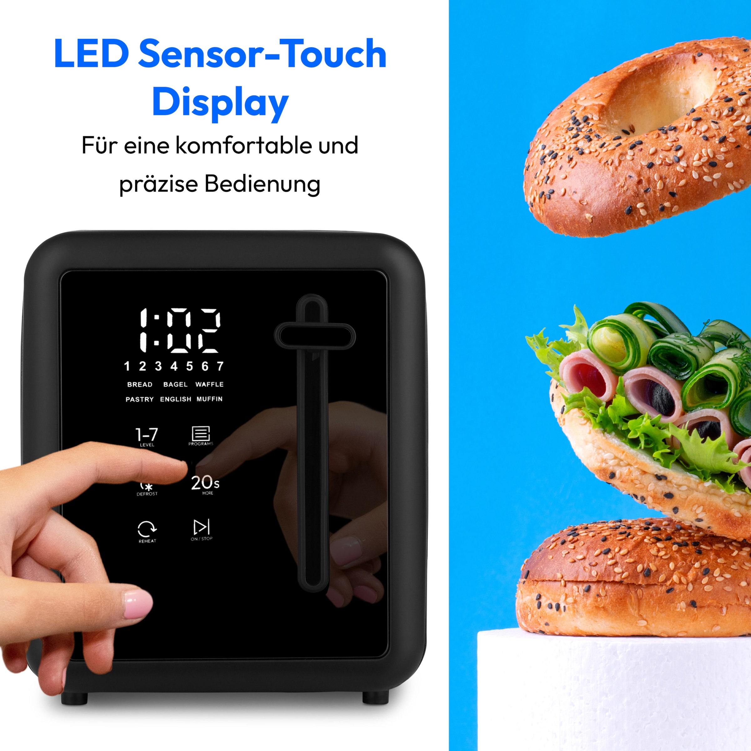 Medion® Toaster »MD12102, 2 Toastschlitze« 2 Schlitze für 2 Scheiben 850 W abnehmbarer Brötchenaufsatz